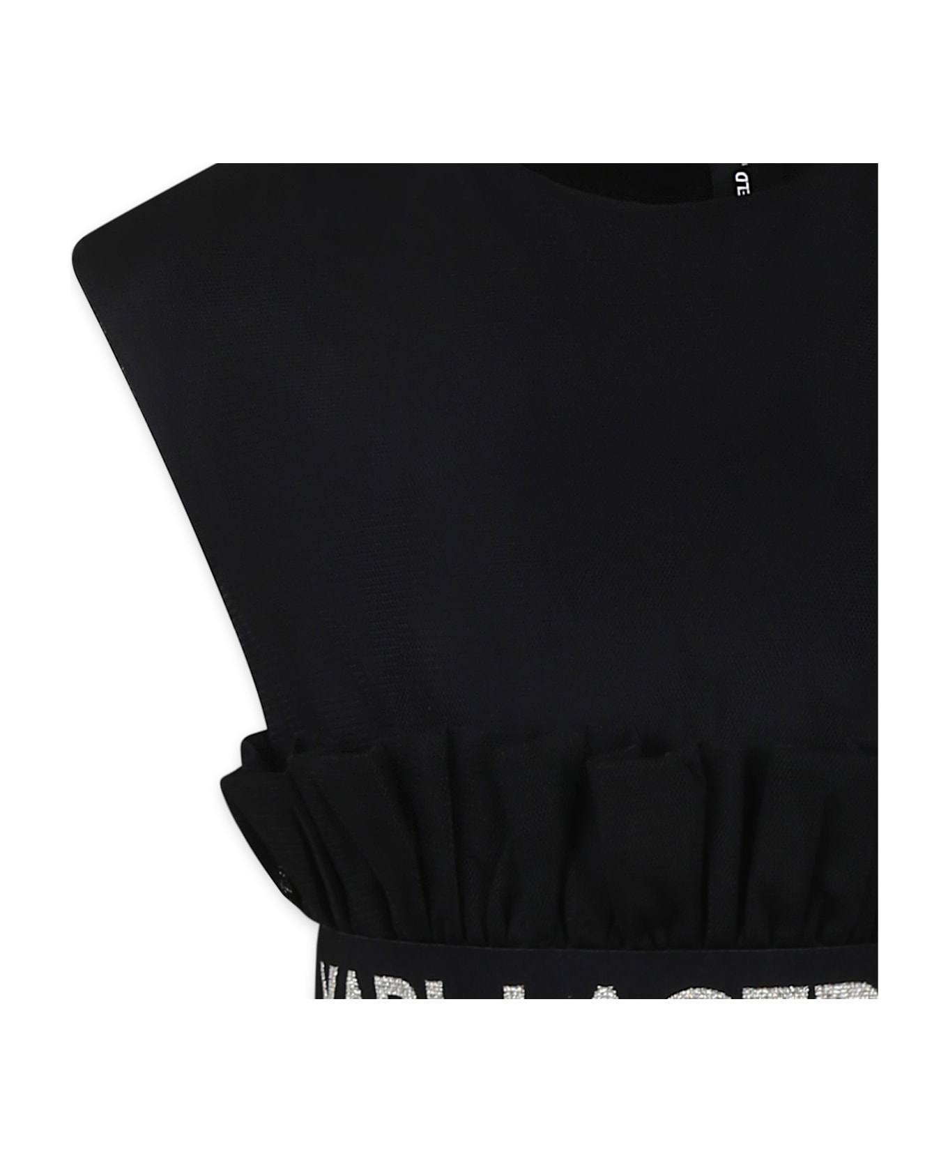 Karl Lagerfeld Kids Black Dress For Girl With Logo - Black