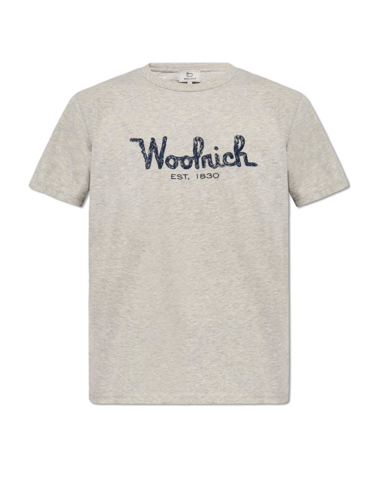 Woolrich Logo Embroidered Crewneck T-shirt - Grey