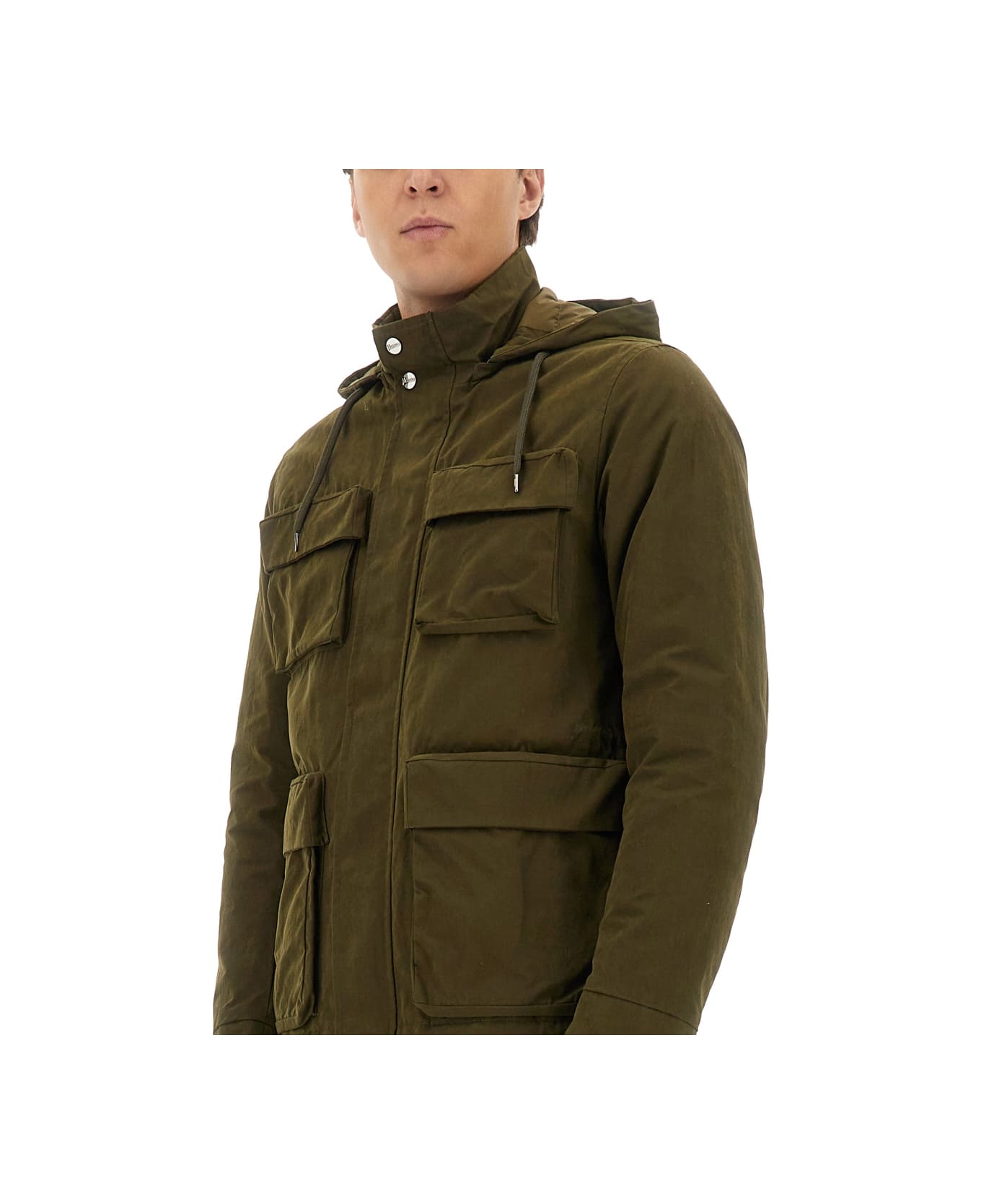Herno Waxed Cotton Short Parka - MILITARY GREEN