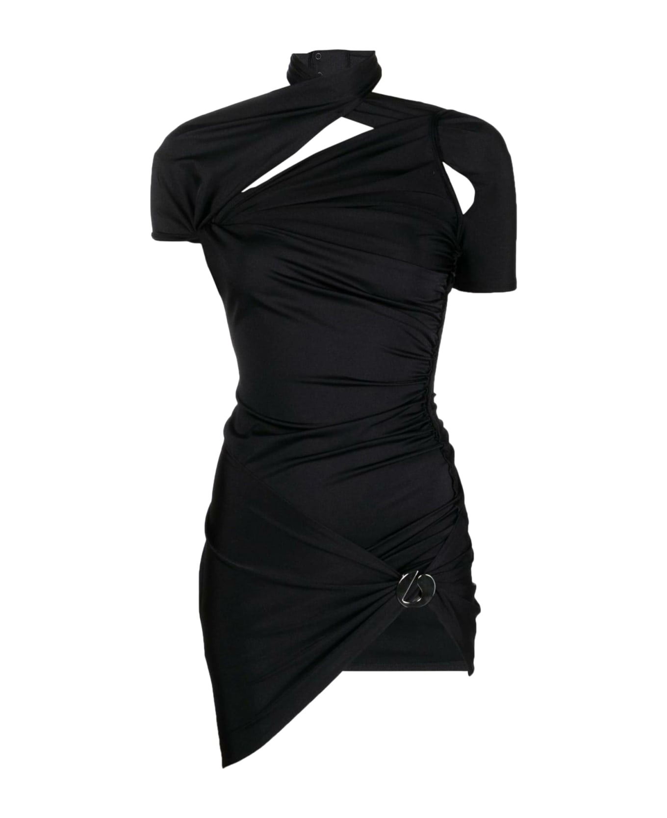 Coperni Asymmetric Draped Jersey Dress - Blk Black