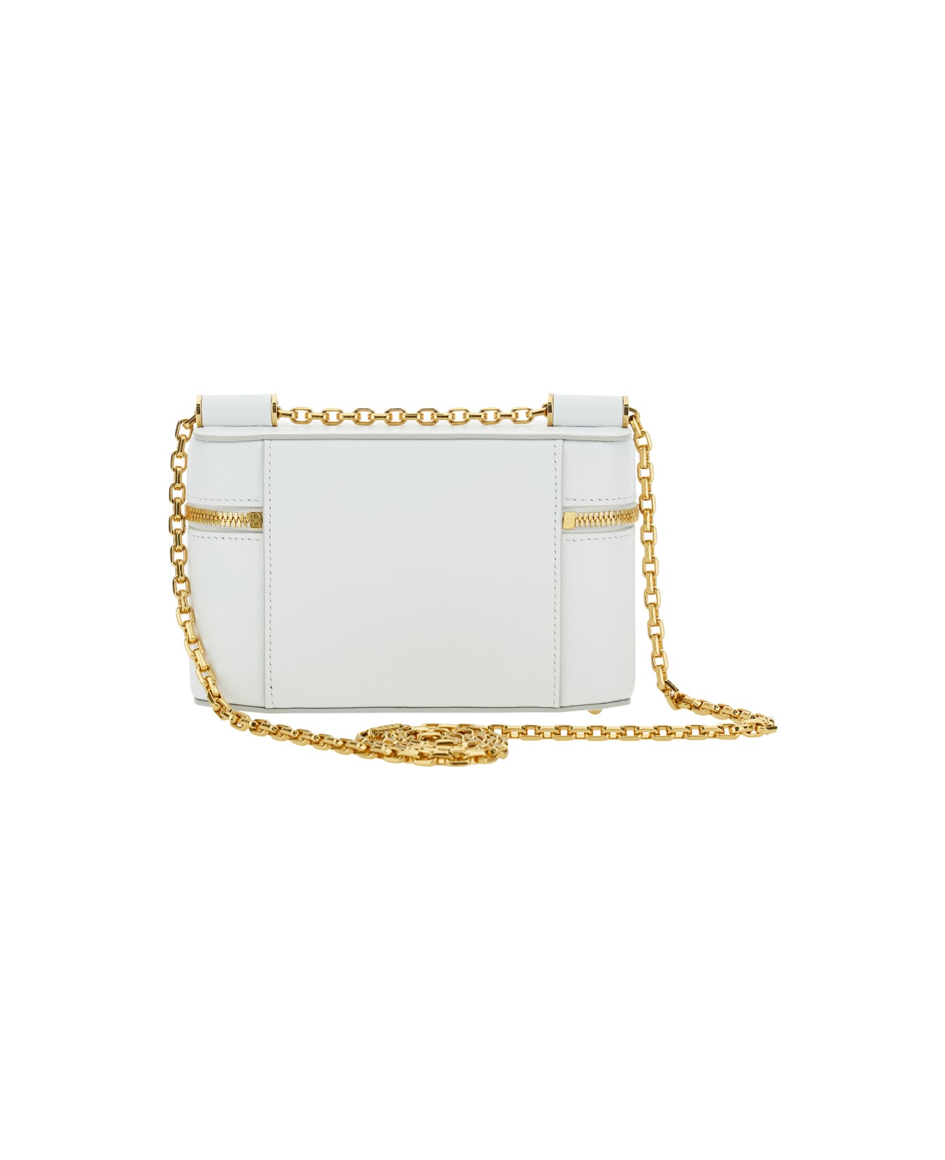 Dolce & Gabbana 'sicily Cube' White Shoulder Bag With Logo Plaque On The Front And Double Zip In Leather Woman - White