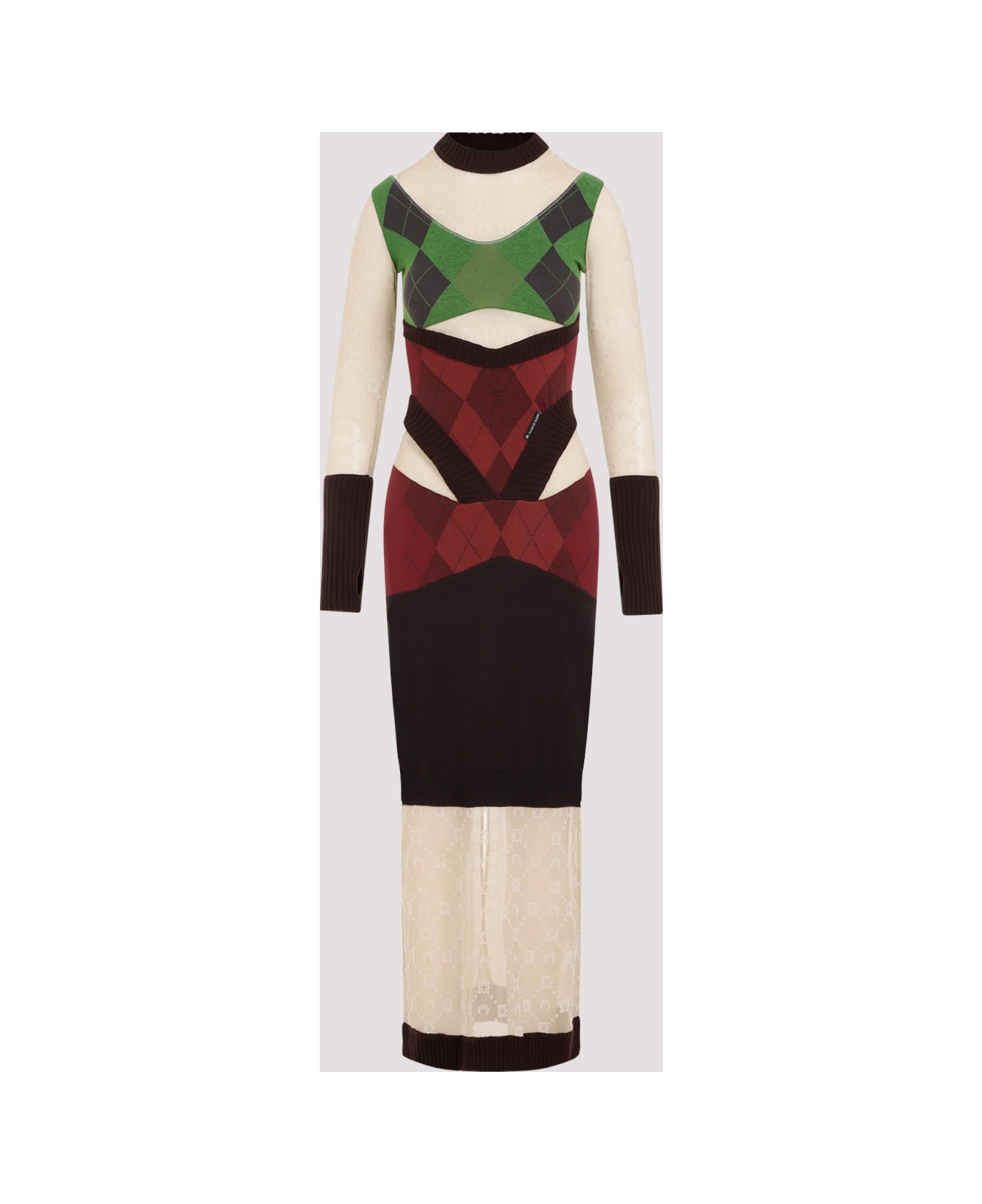 Marine Serre Regenerated Lozenge Knit Fitted Dress - Multicolor