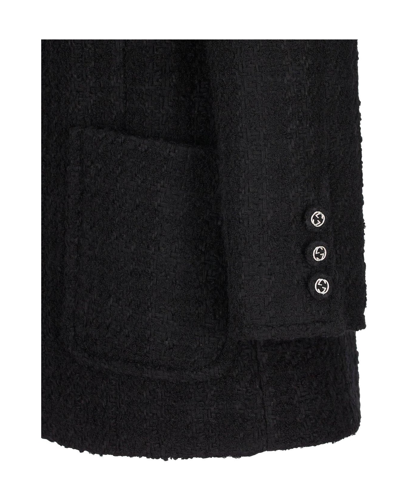 Gucci Single Breasted Tweed Jacket - Black コート