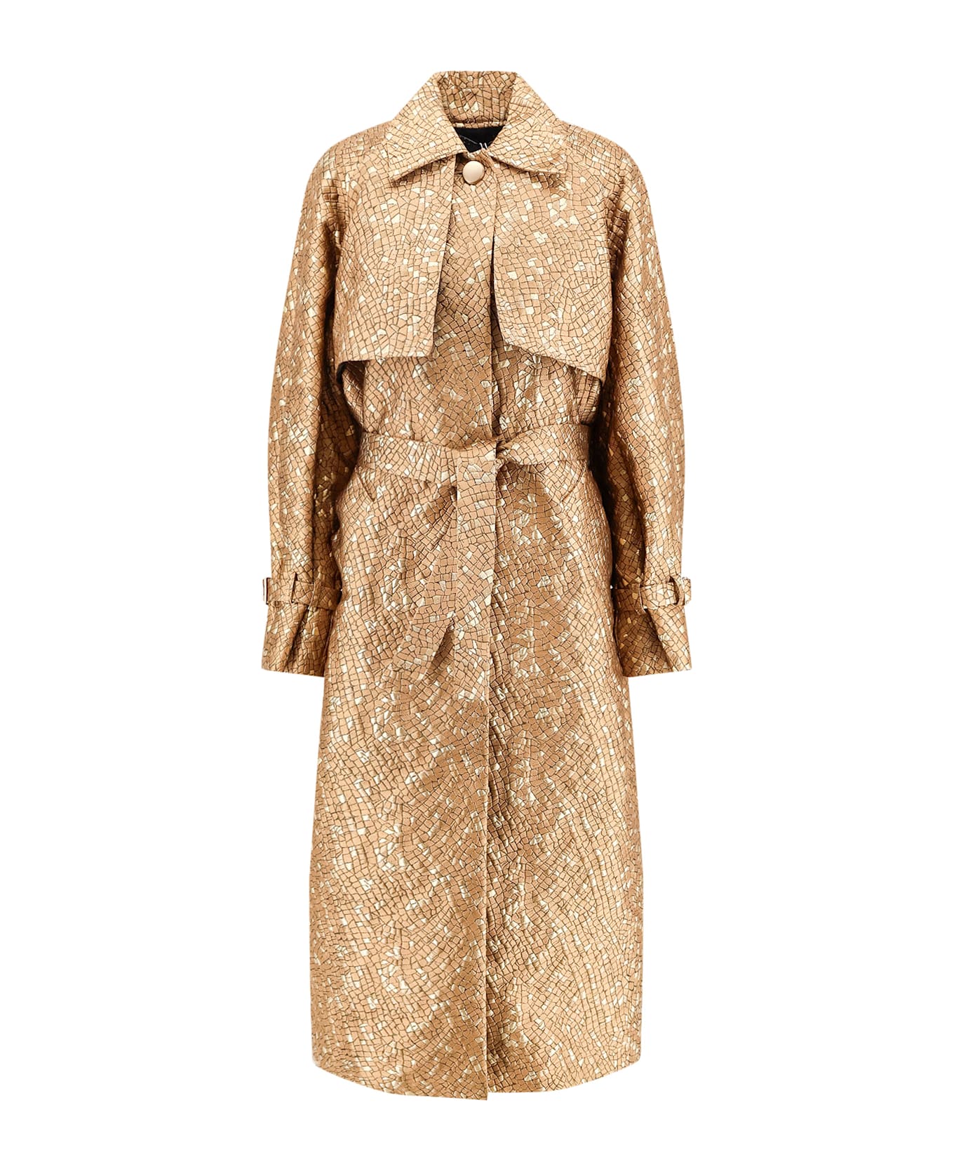 Max Mara Salsa Oversize Jacquard Fabric Trench With Mosaic Effect - Brown