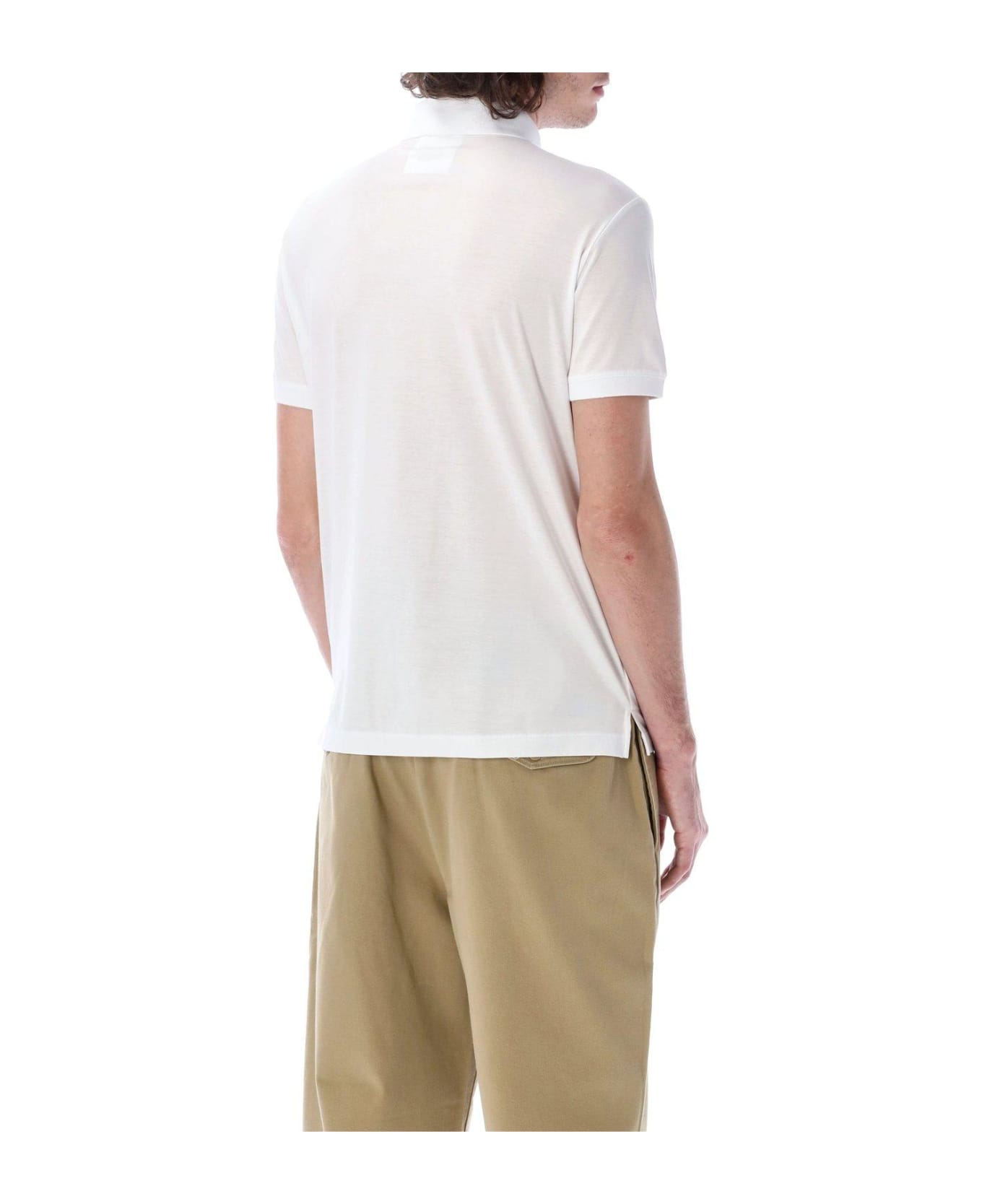 Emporio Armani Logo Printed Short-sleeved Polo Shirt - White シャツ
