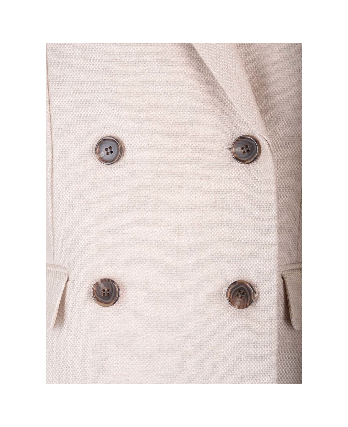 Theory Double-breasted Blazer In Linen Twill - NEUTRALS