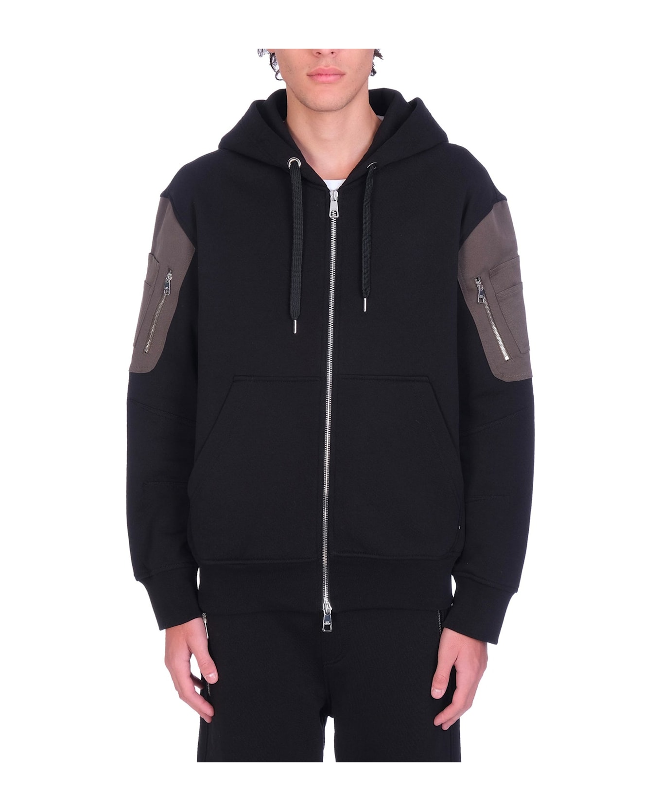 Neil Barrett Cotton Logo Hooded Sweatshirt - Black