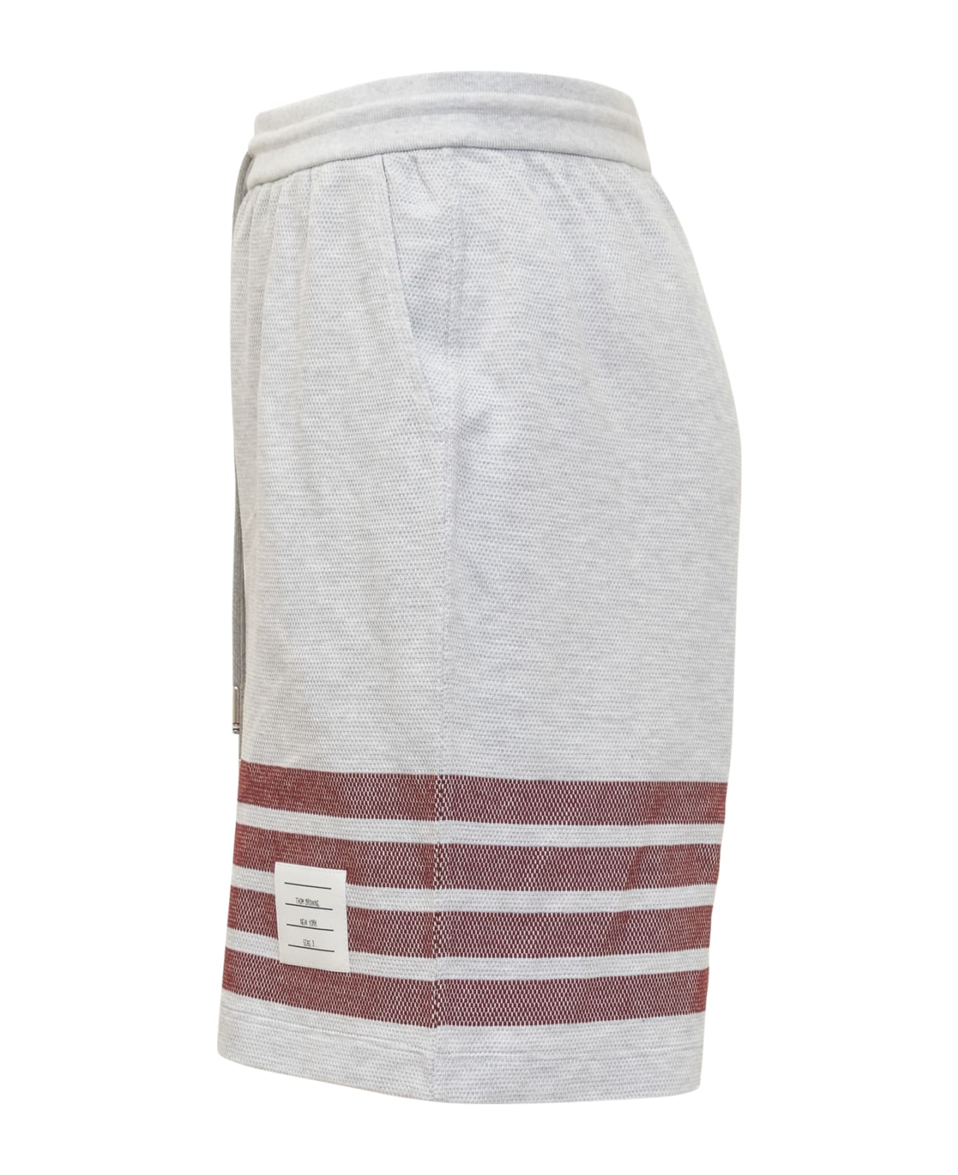 Thom Browne Grey Shorts With 4 Bars Logo In Cotton Man - PALE GREY