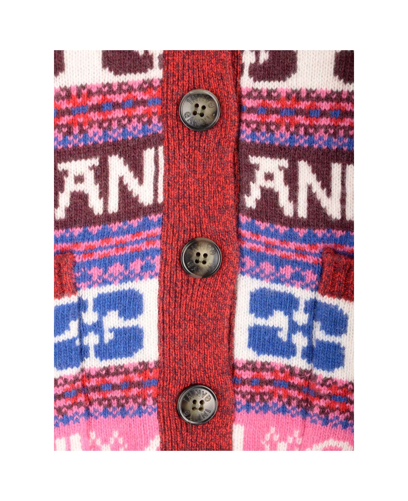 Ganni Recycled Wool Cardigan - Multicolour