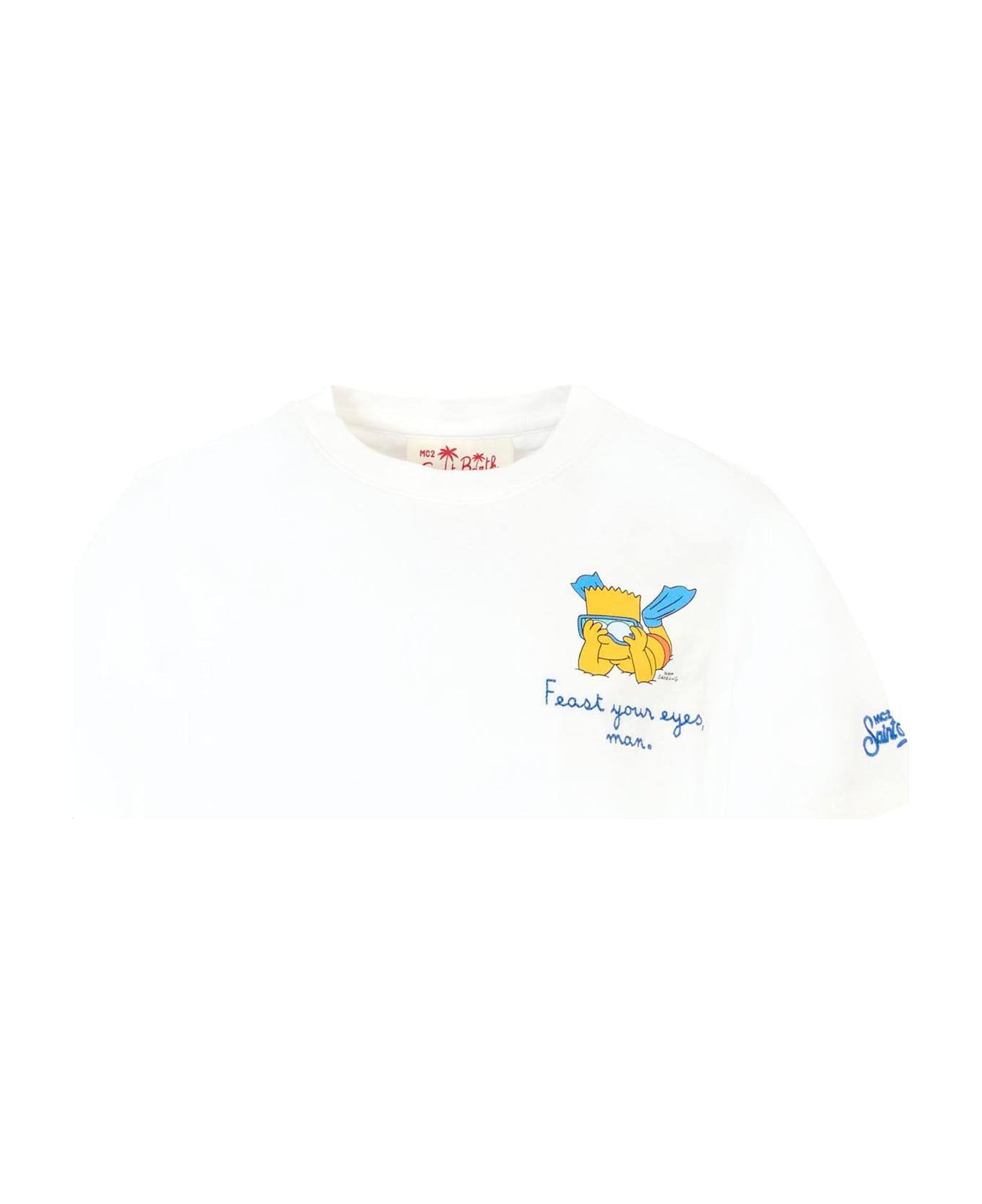 MC2 Saint Barth White T-shirt For Boy With Bart Simpson - White