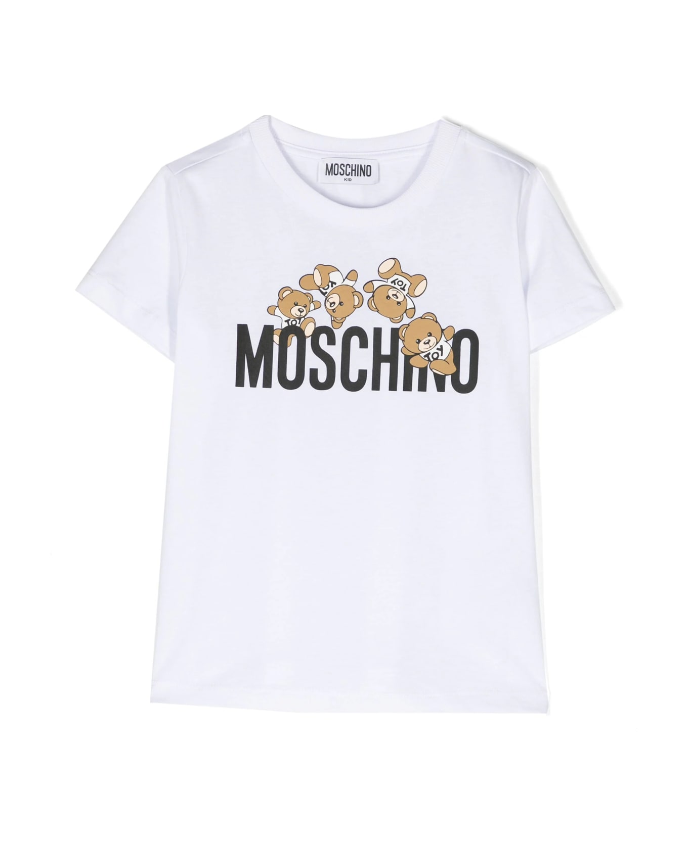 Moschino White T-shirt With Moschino Teddy Friends Print - White