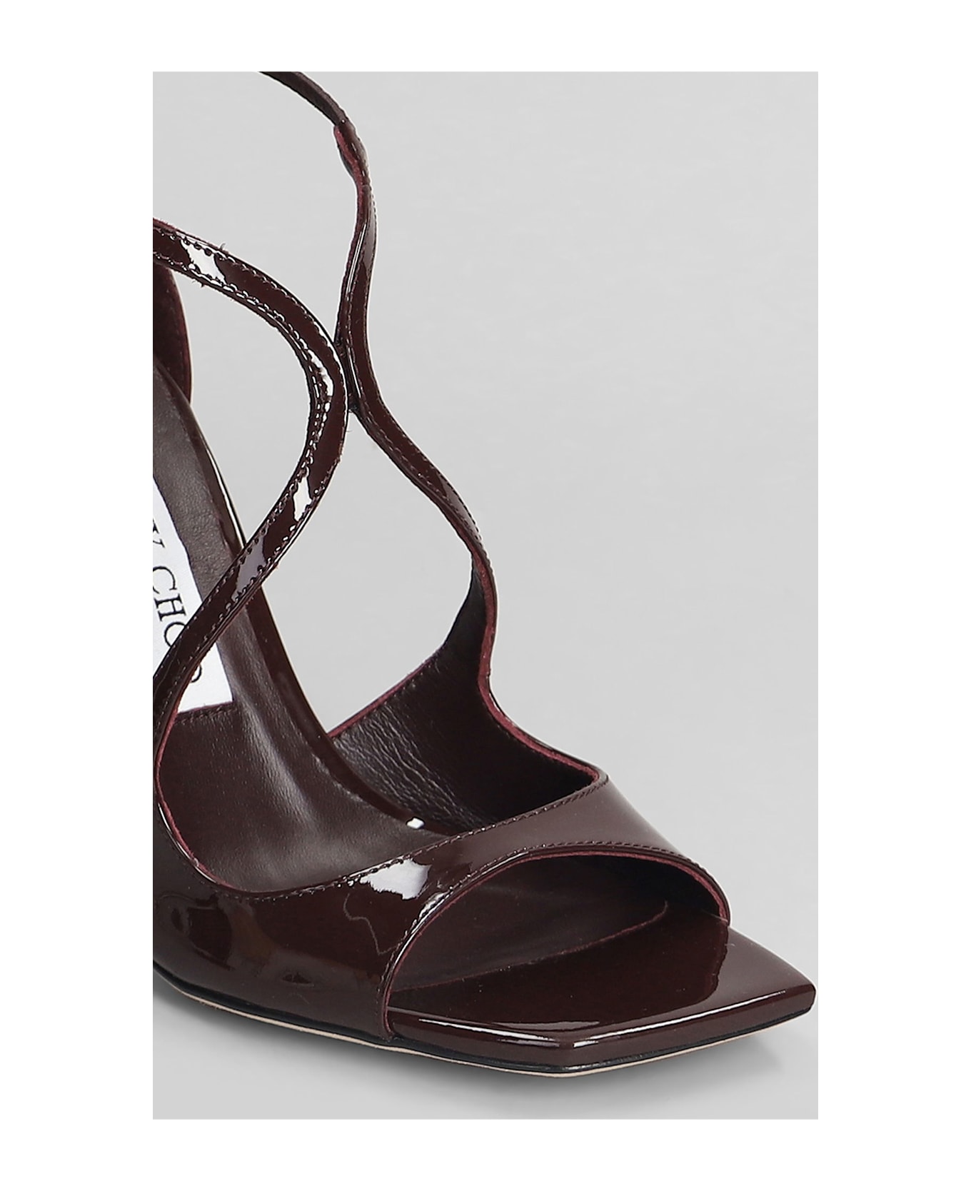 Jimmy Choo Azia 95 Sandals In Bordeaux Patent Leather - bordeaux