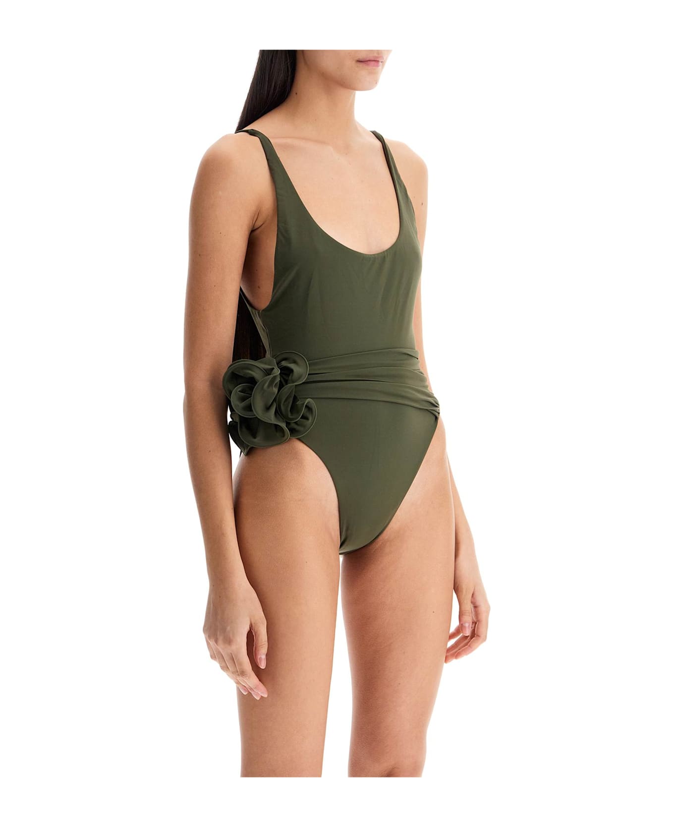 Magda Butrym One-piece Swimsuit With Applied Flower - GREEN (Green)