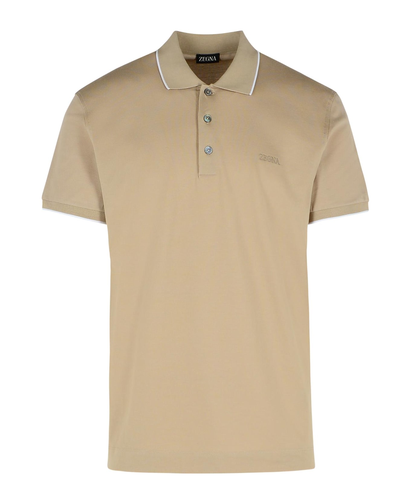 Zegna Beige Cotton Polo Shirt - Beige