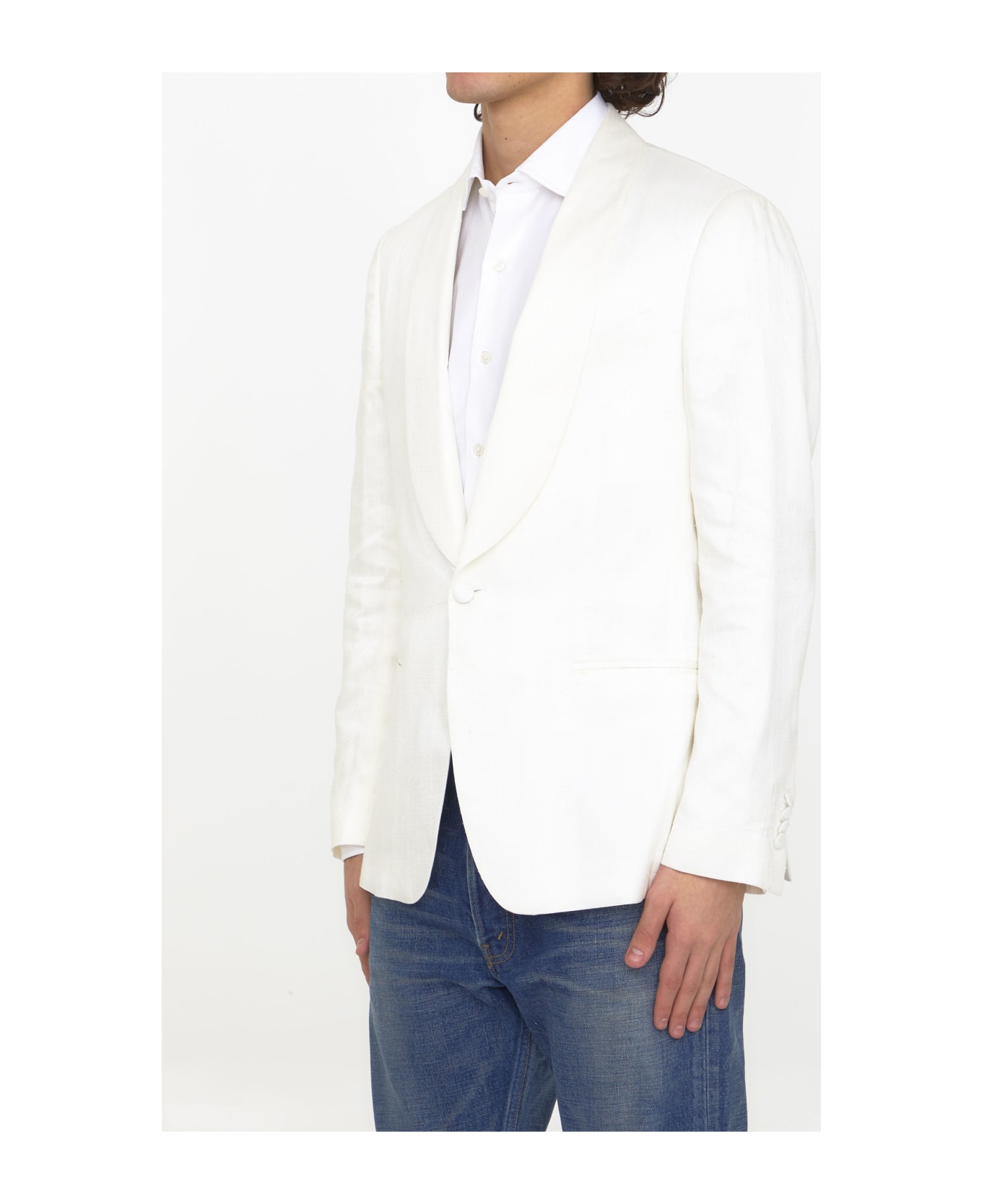 Lardini Silk Shantung Jacket - WHITE