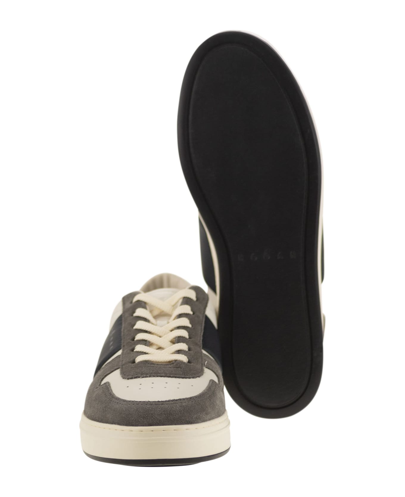Hogan H-tv Leather And Suede Trainers - White/grey/black
