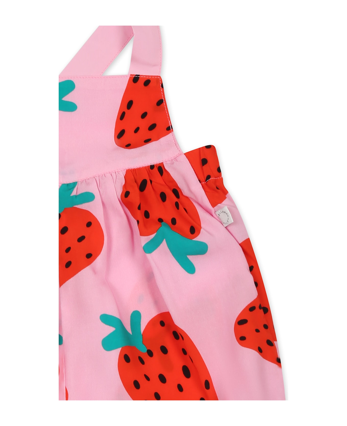 Stella McCartney Kids Pink Romper For Baby Girl With Strawberries - Pink