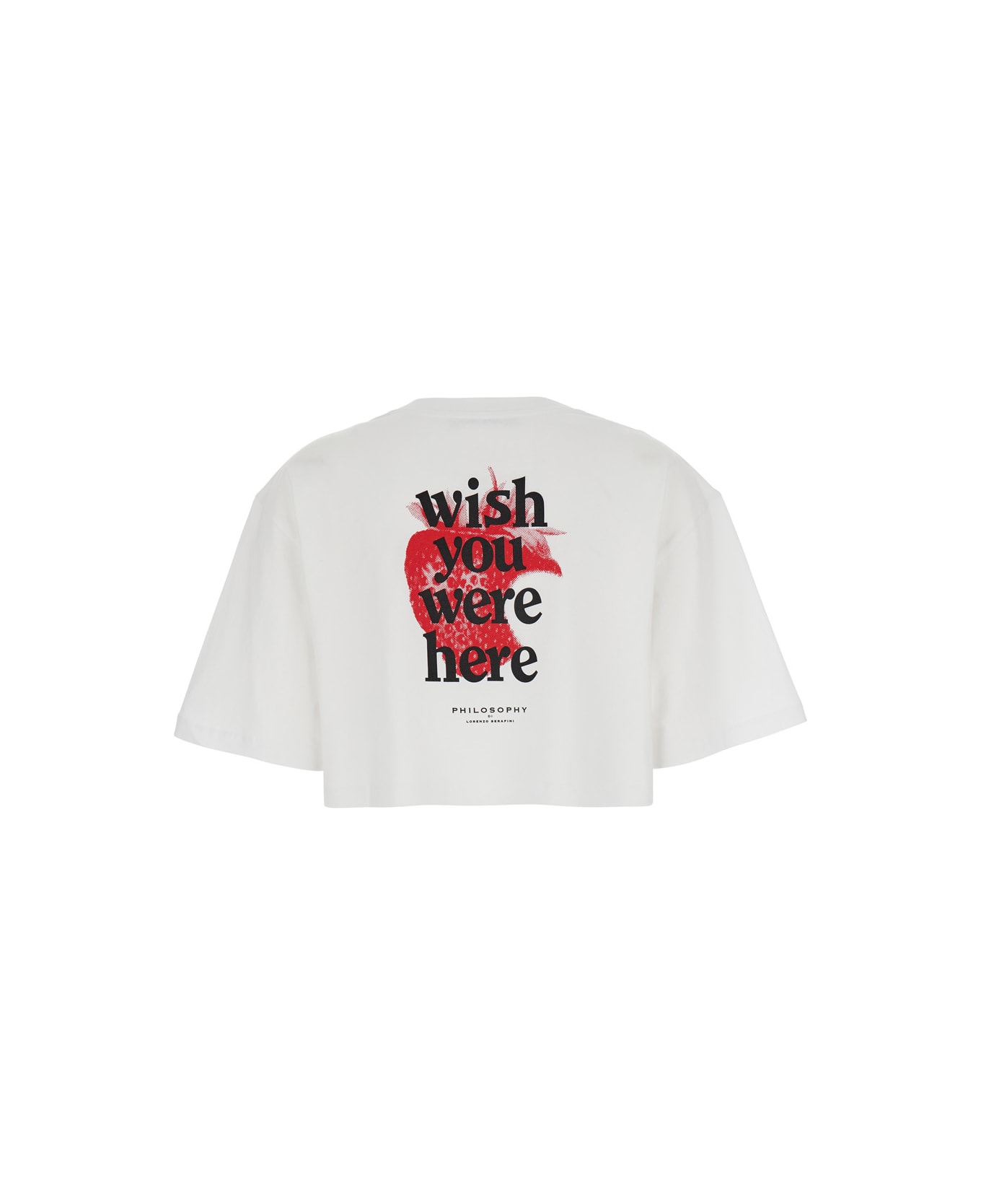 Philosophy di Lorenzo Serafini White Cropped T-shirt With Maxi Logo Printed On The Back In Cotton Woman - FANTASIA BIANCO