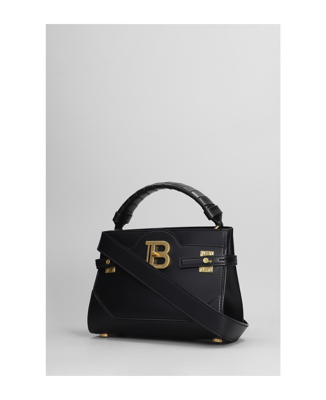 Balmain B Buzz 22 Hand Bag In Black Leather - black