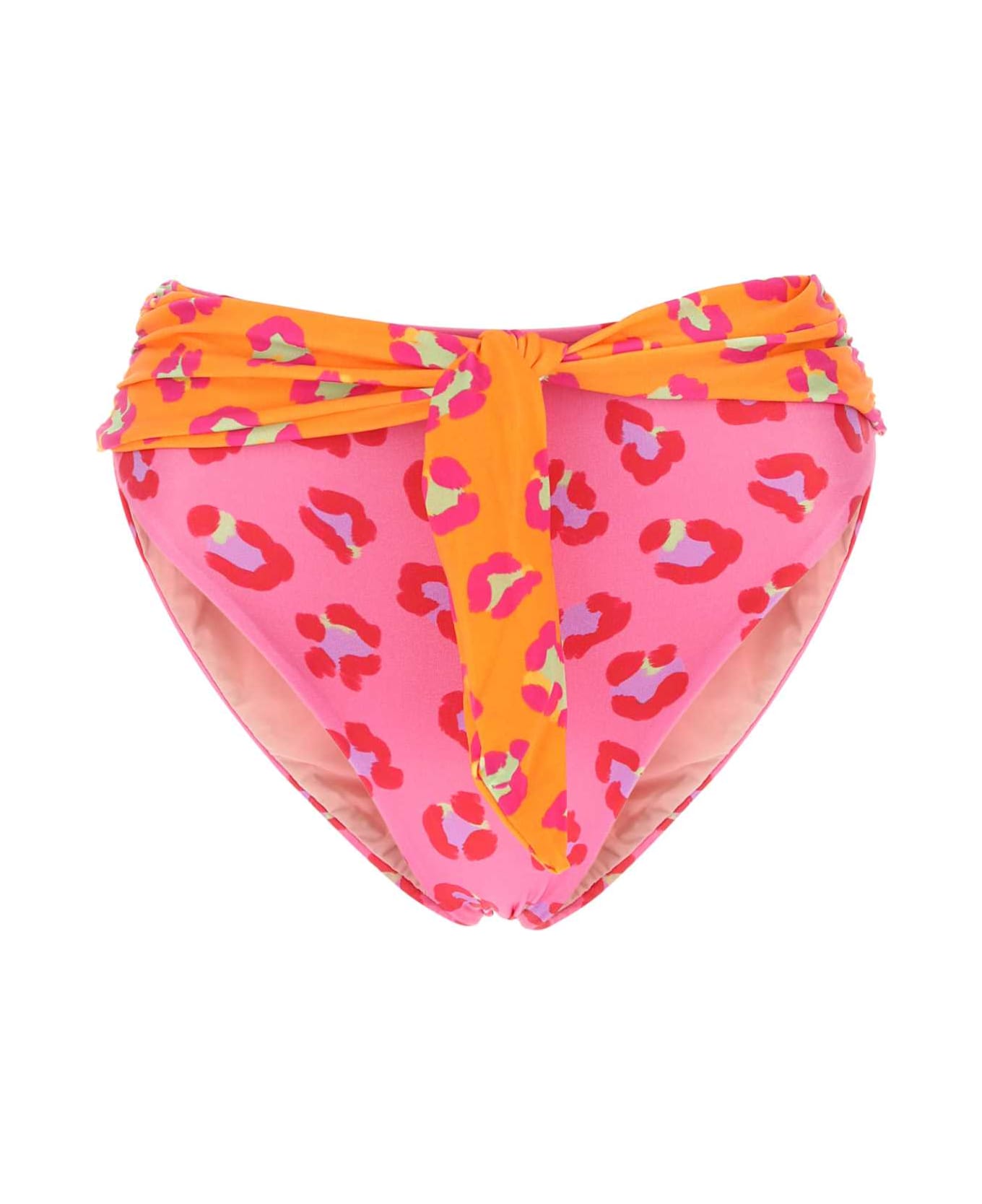 Farm Rio Printed Stretch Polyester Bikini Bottom - MAXILEOPARDPATCHORANGE
