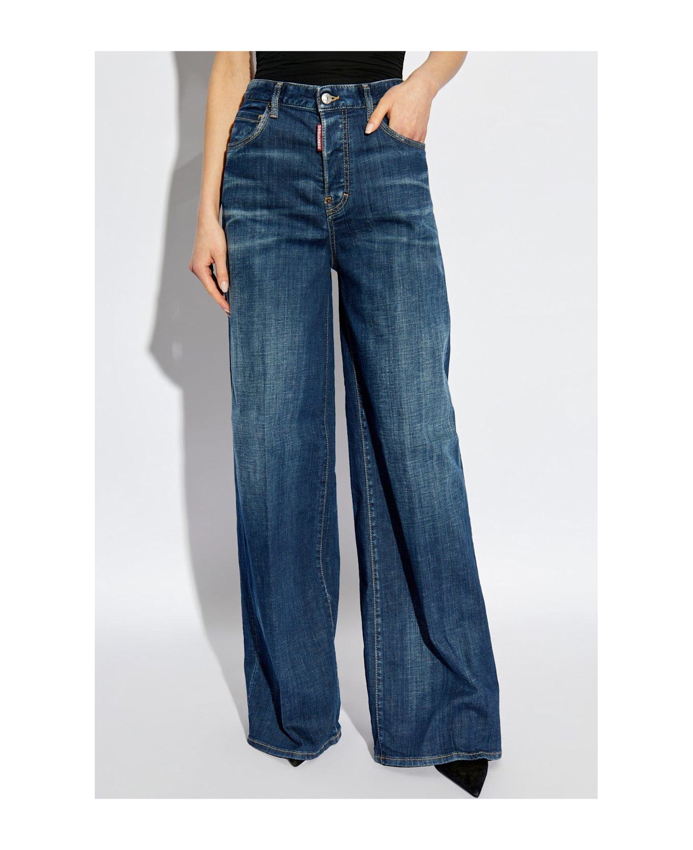 Dsquared2 Logo Patch Flared Jeans - Navy Blue