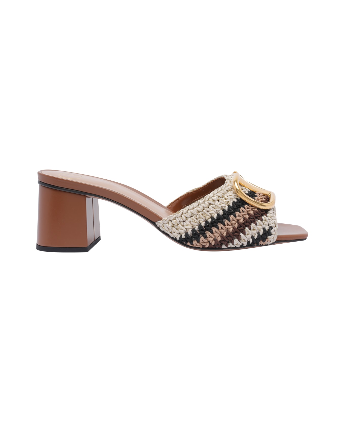 Valentino Garavani Vlogo Signature Sandal With Crochet Embroidery - MultiColour