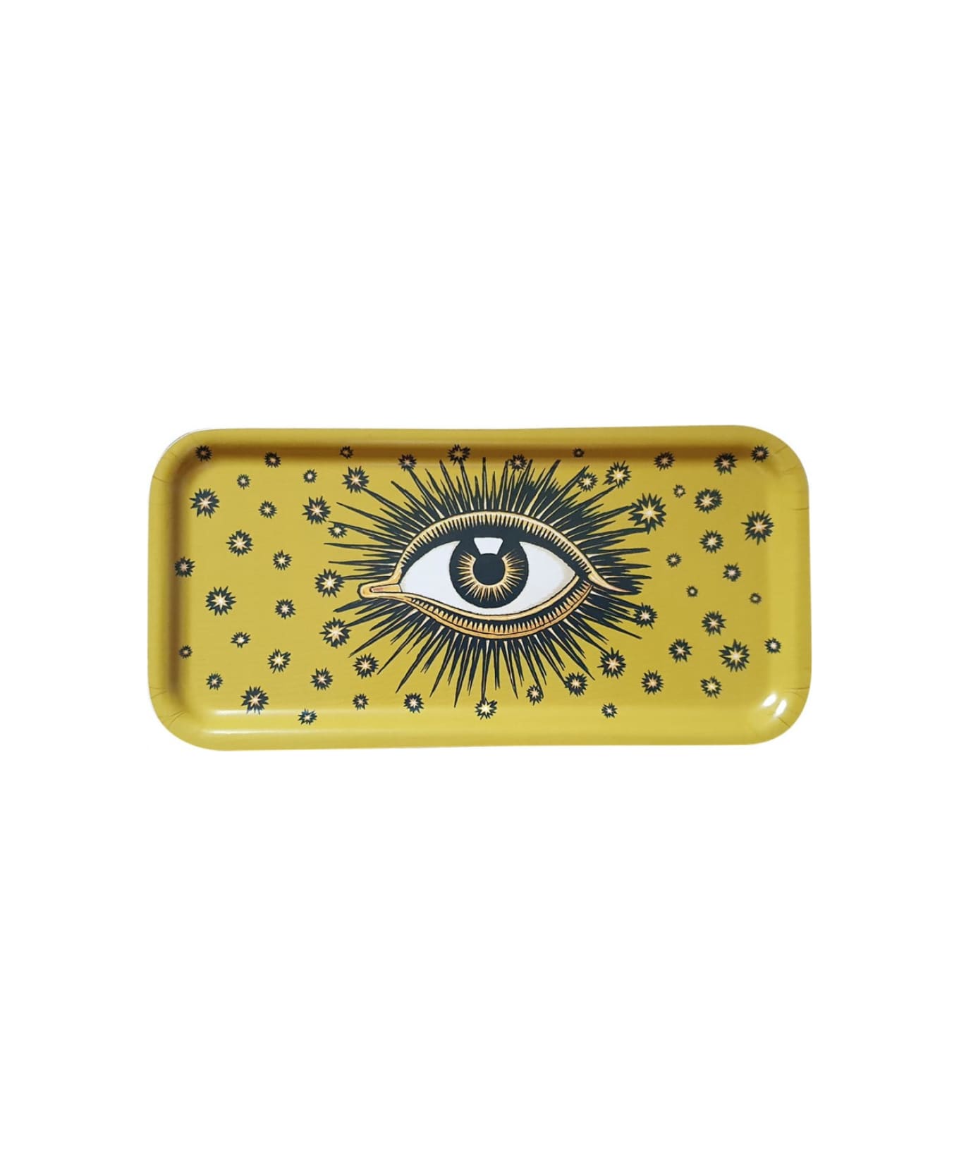 Les-Ottomans Eyes Yellow Wood Tray Les-ottomans Home - Yellow