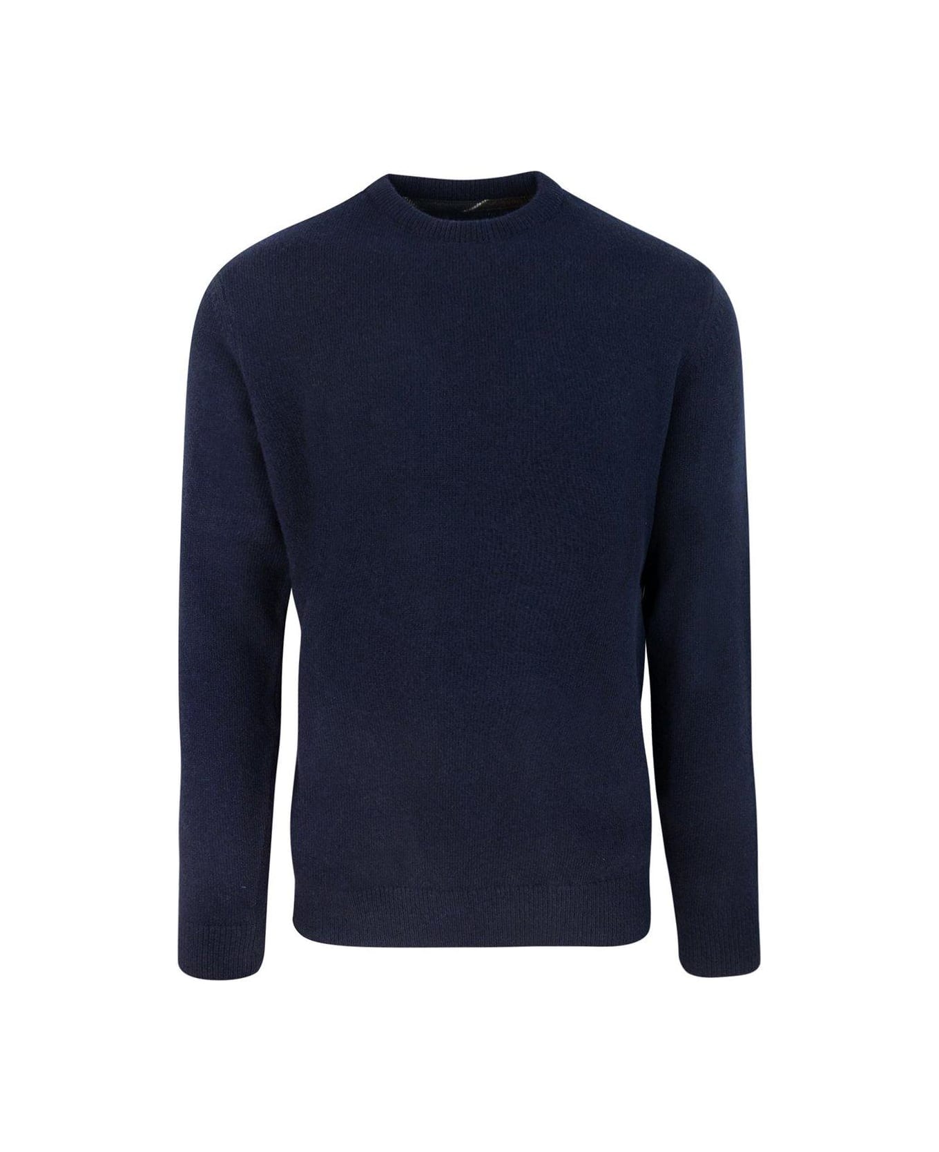 Barbour Checked-panel Crewneck Jumper - Blue