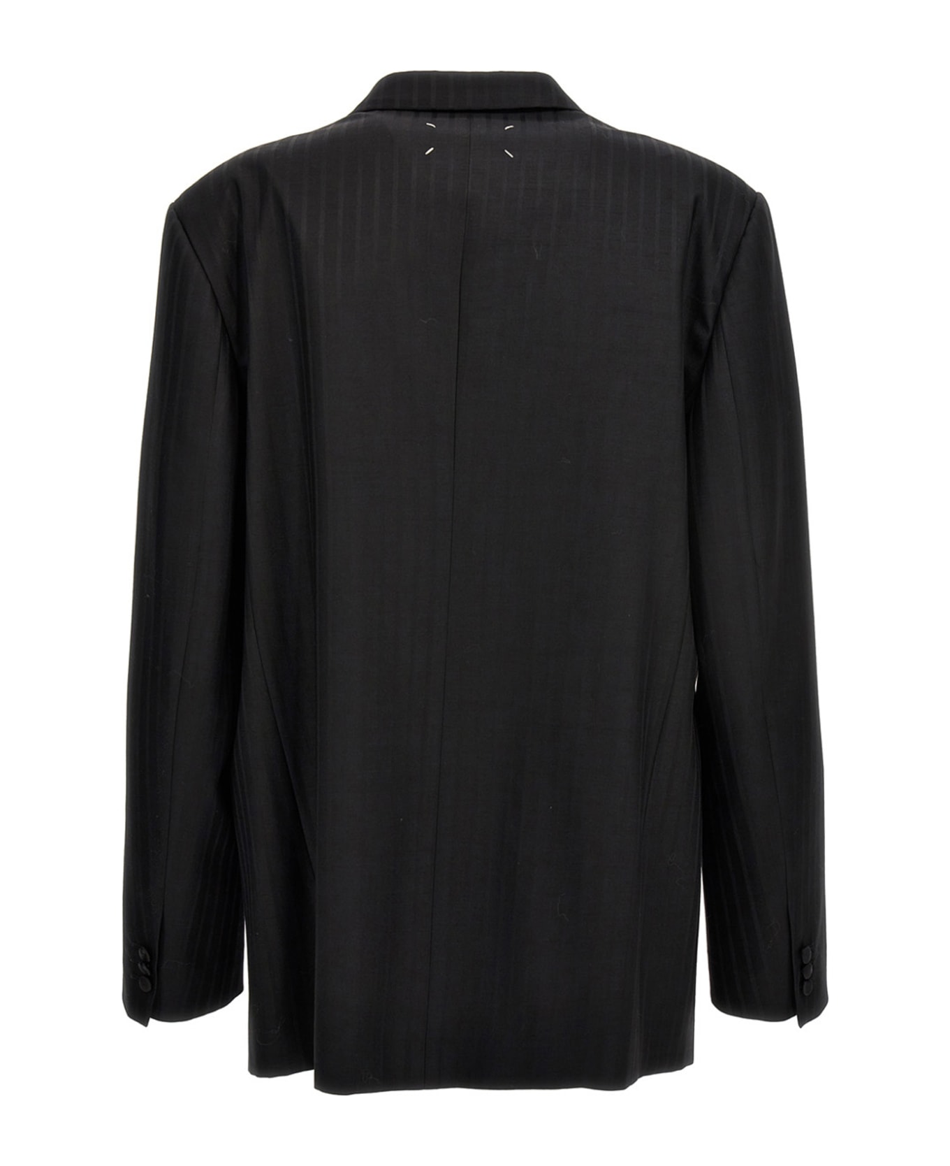 Maison Margiela Striped Single Breast Blazer Jacket - Black  