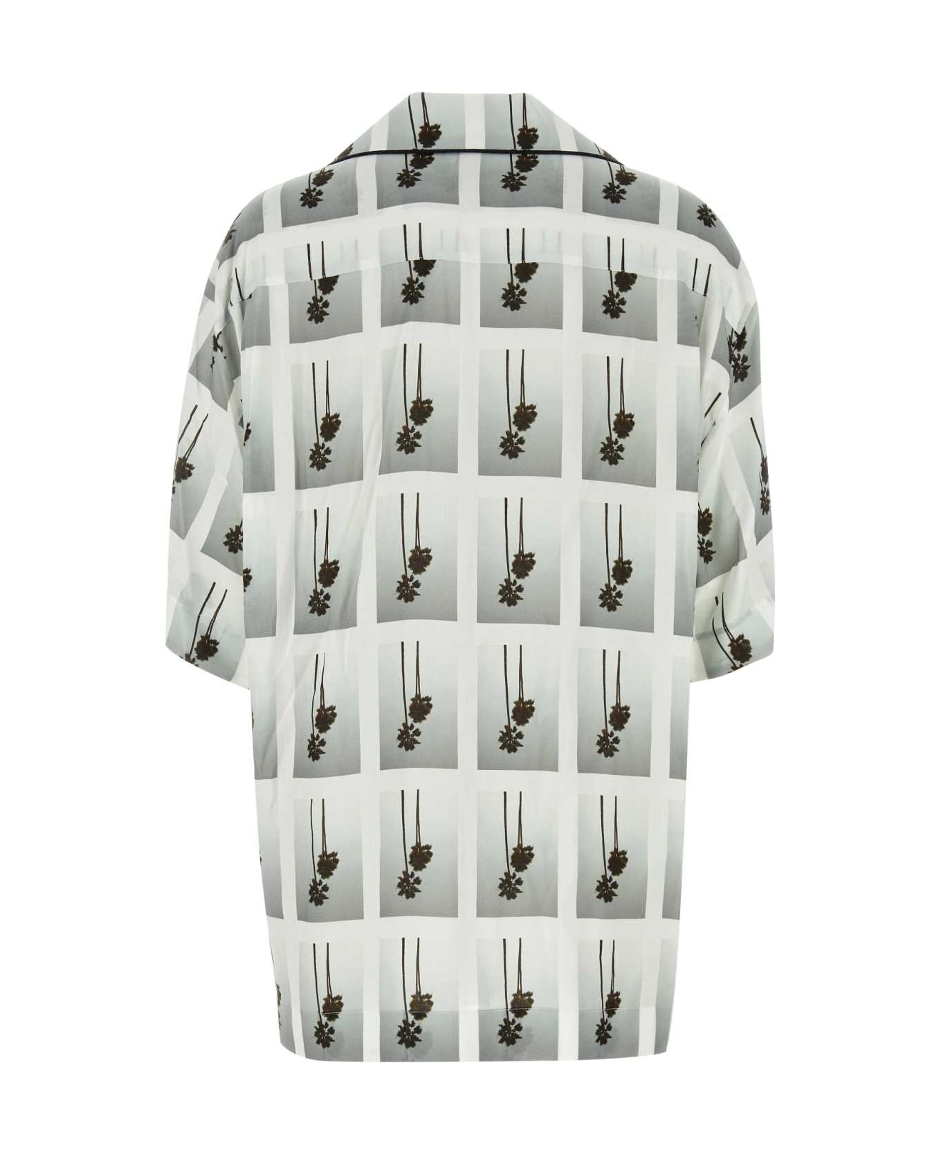 Palm Angels Printed Viscose Pyjama Shirt - WHITE GREY