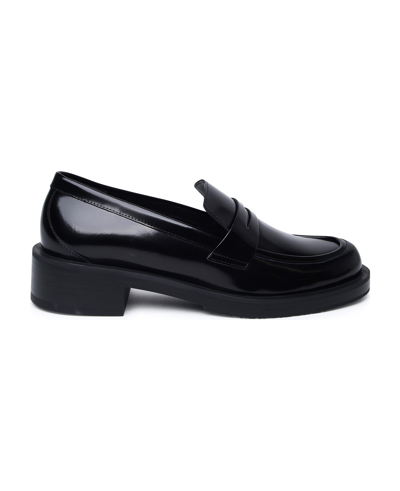 Stuart Weitzman Black Shiny Leather Loafers - Black