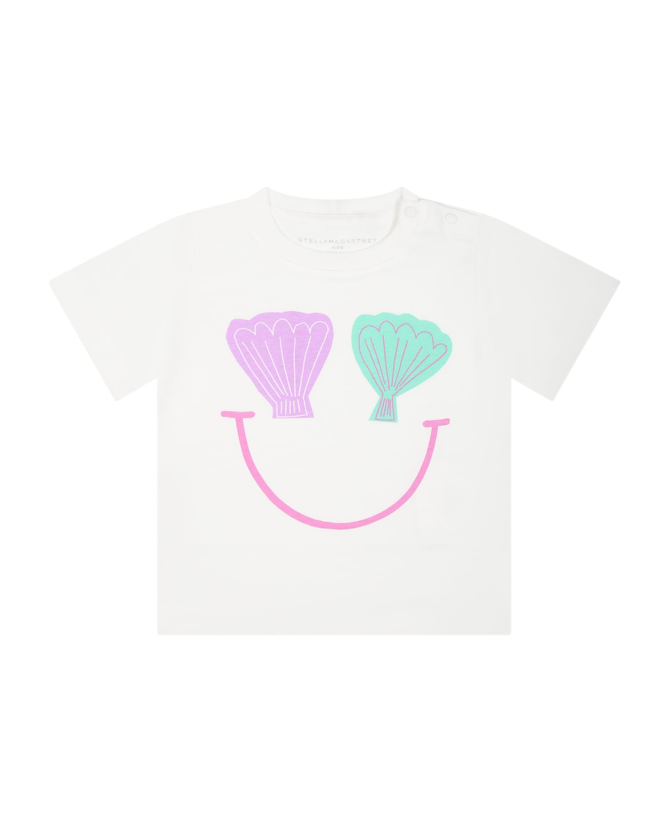 Stella McCartney Kids White T-shirt For Baby Girl Wih Seashells - White Tシャツ＆ポロシャツ