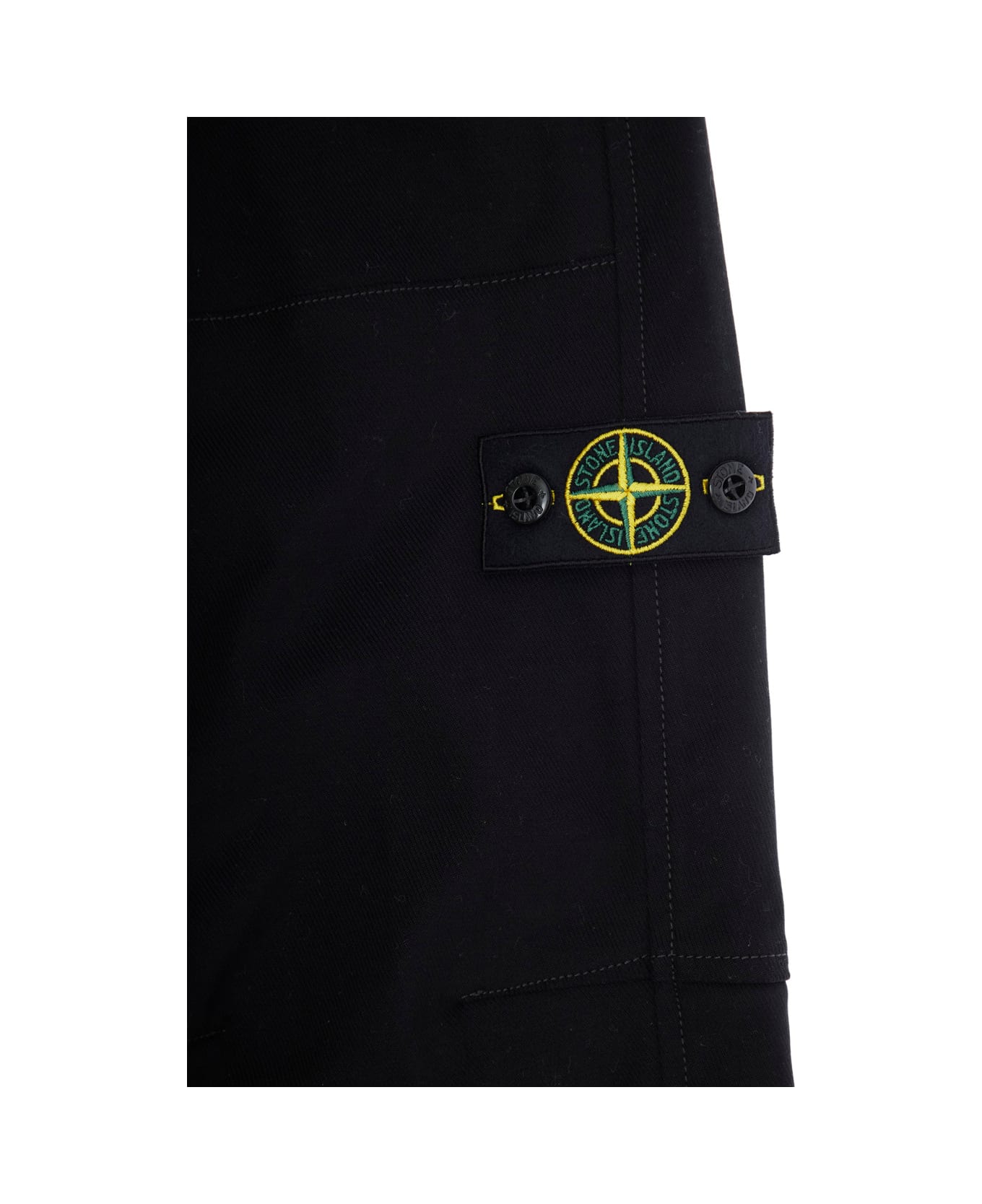 Stone Island Junior Black Pants With Logo Patch In Cotton Blend Boy - Black