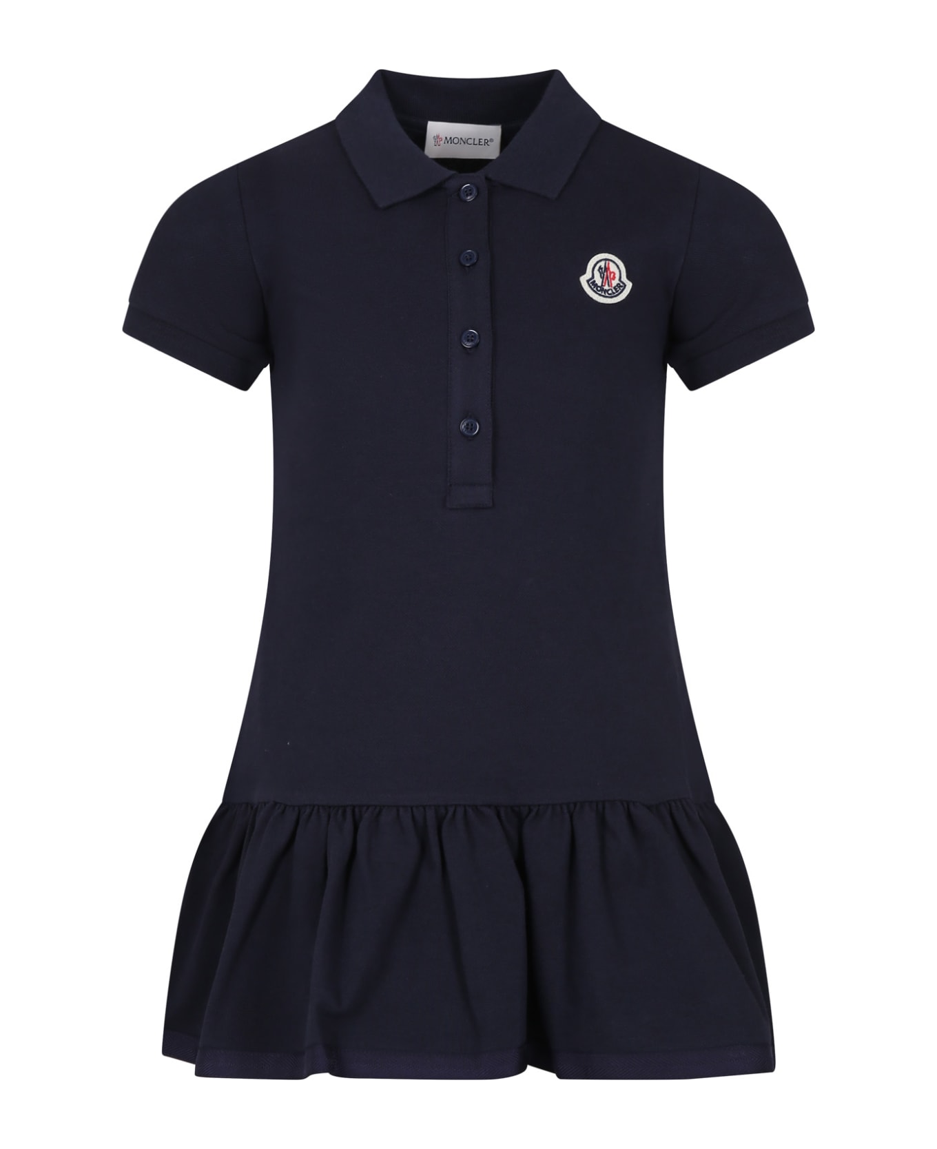 Moncler Blue Casual Dress For Girl - Blue ワンピース＆ドレス