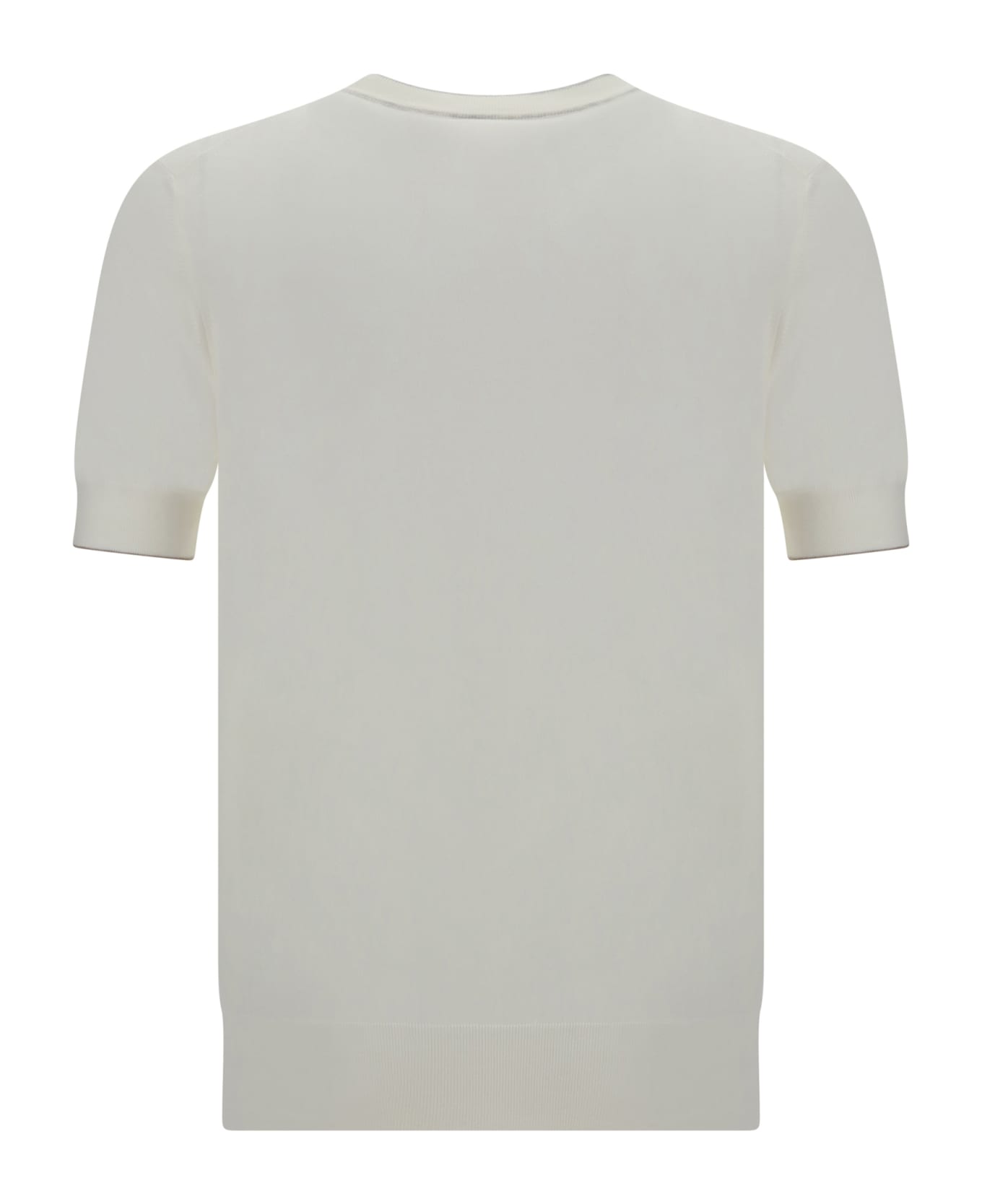Brunello Cucinelli Cotton Knit T-shirt - Panama+nebbia+creta シャツ