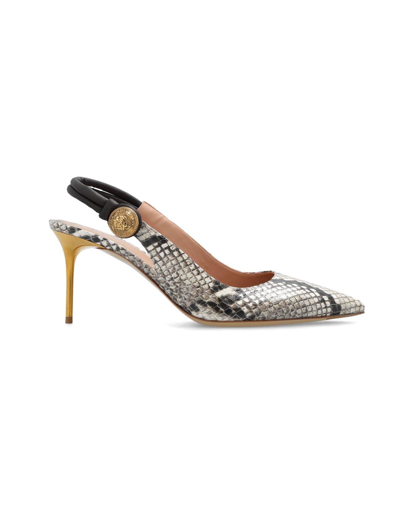 Balmain Slingback Animal Patterned Pumps - Gris clair