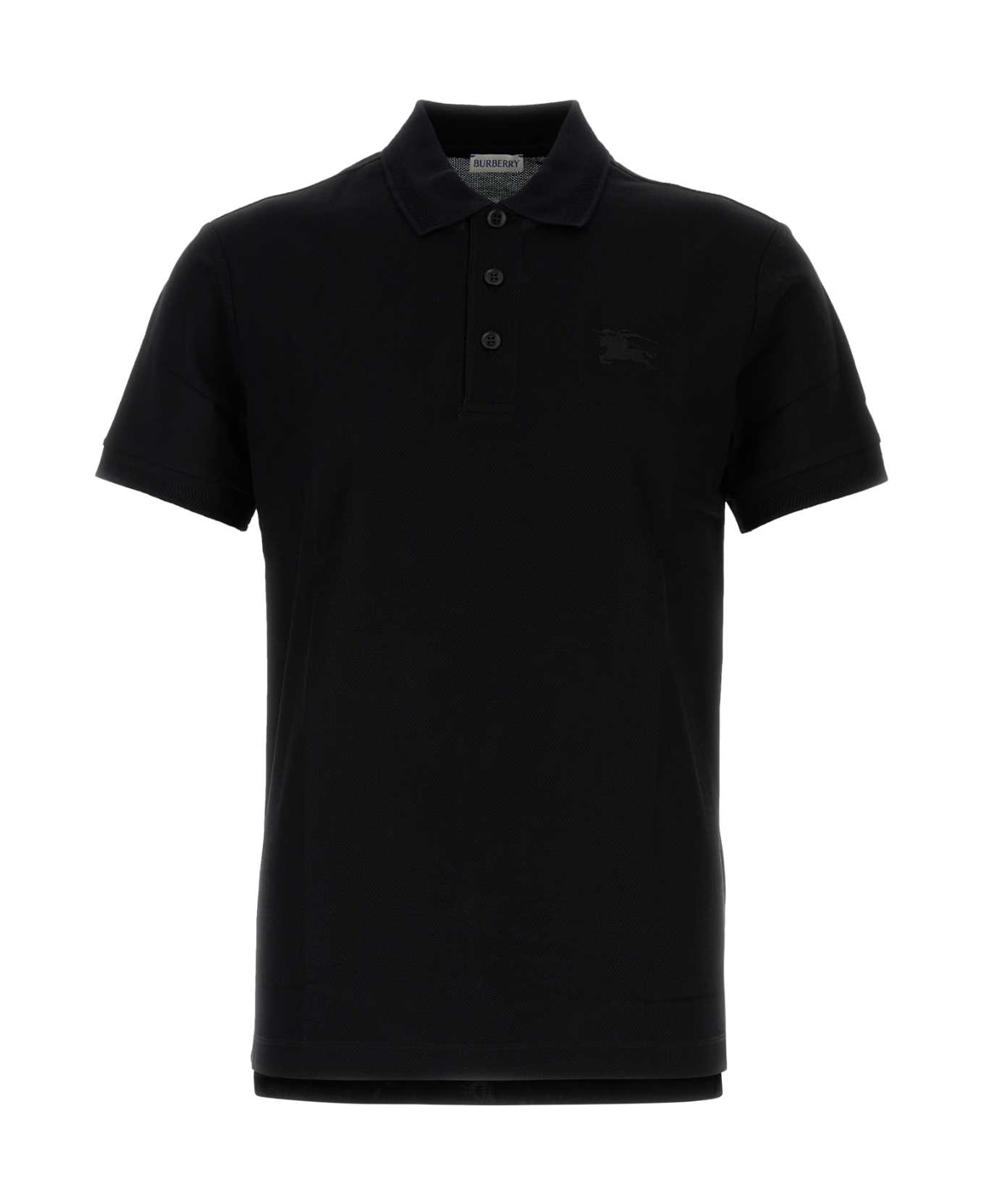 Burberry Logo Embroidery Polo Shirt - BLACK