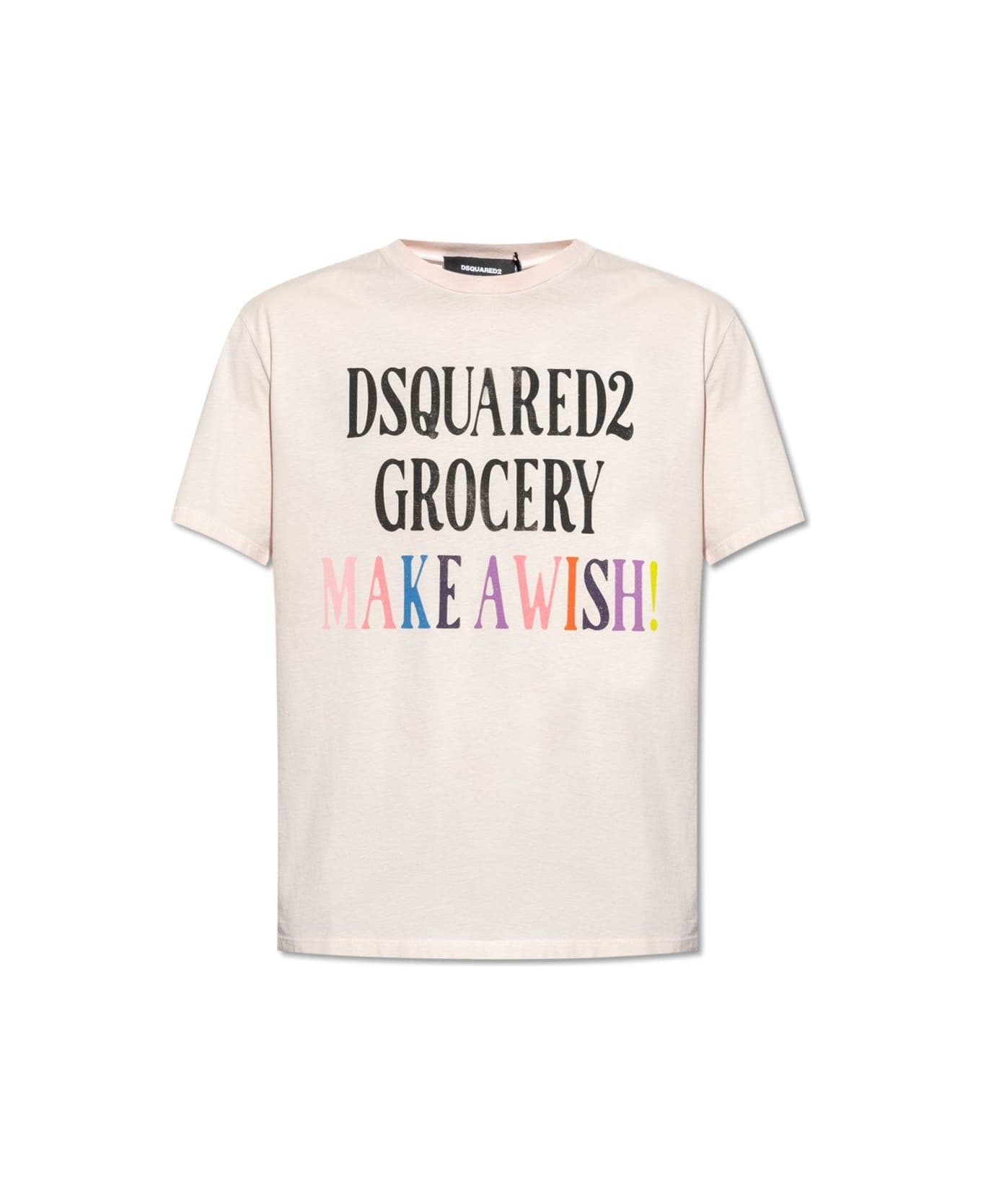 Dsquared2 Slogan Printed Crewneck T-shirt - Baby Pink