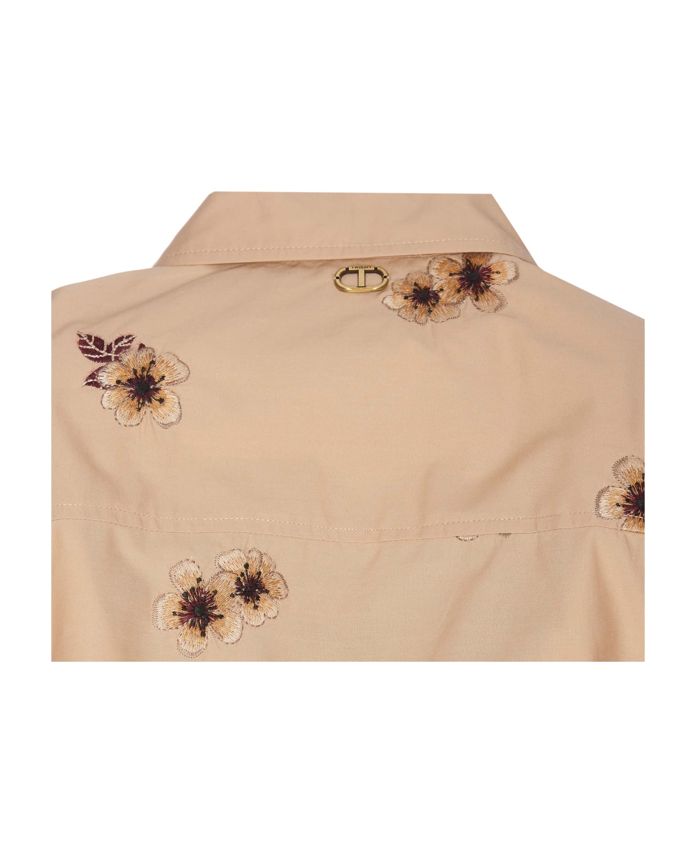 TwinSet Popeline Embroidered Shirt - Beige