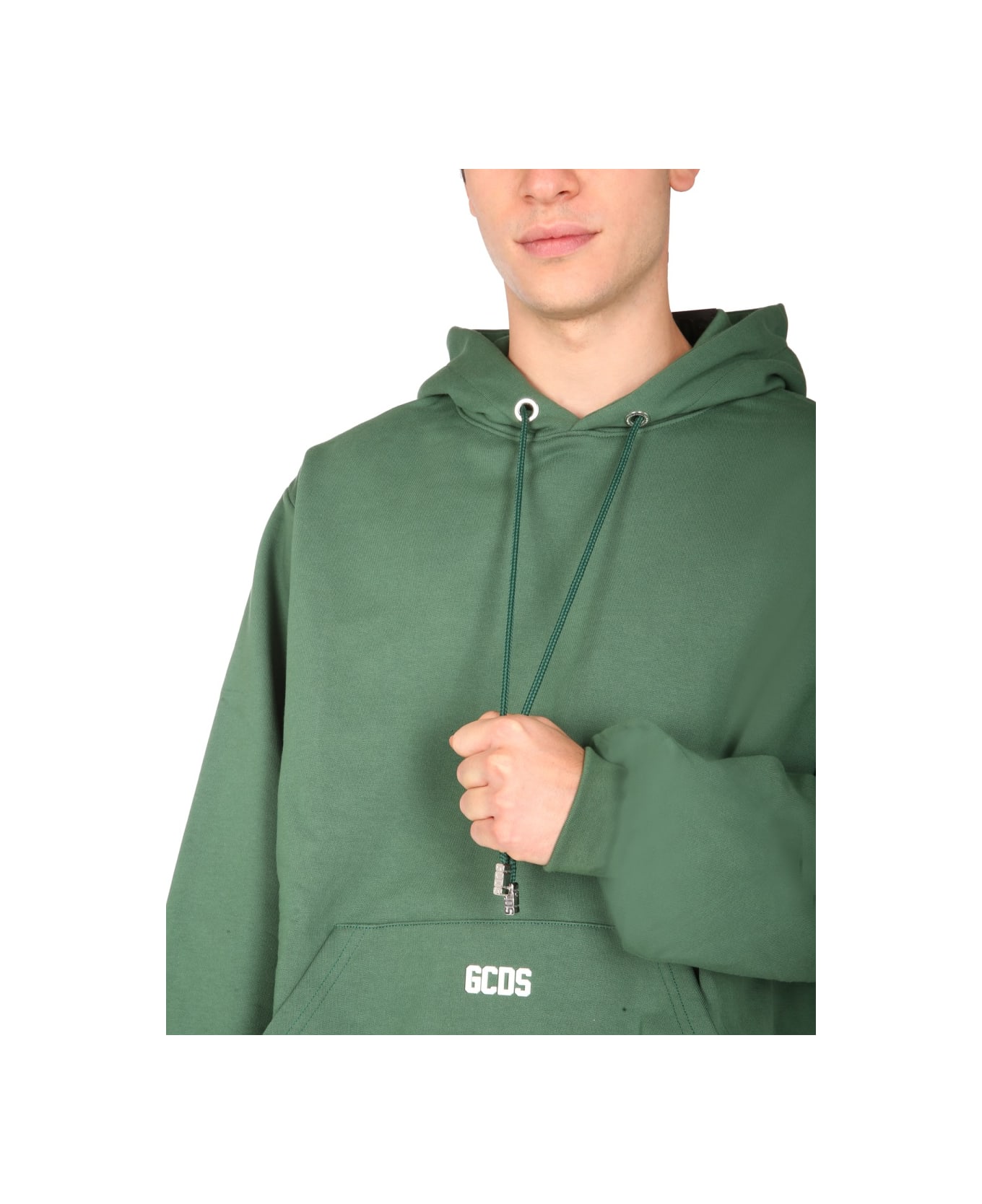 GCDS Sweatshirt With Rubber Logo - GREEN フリース