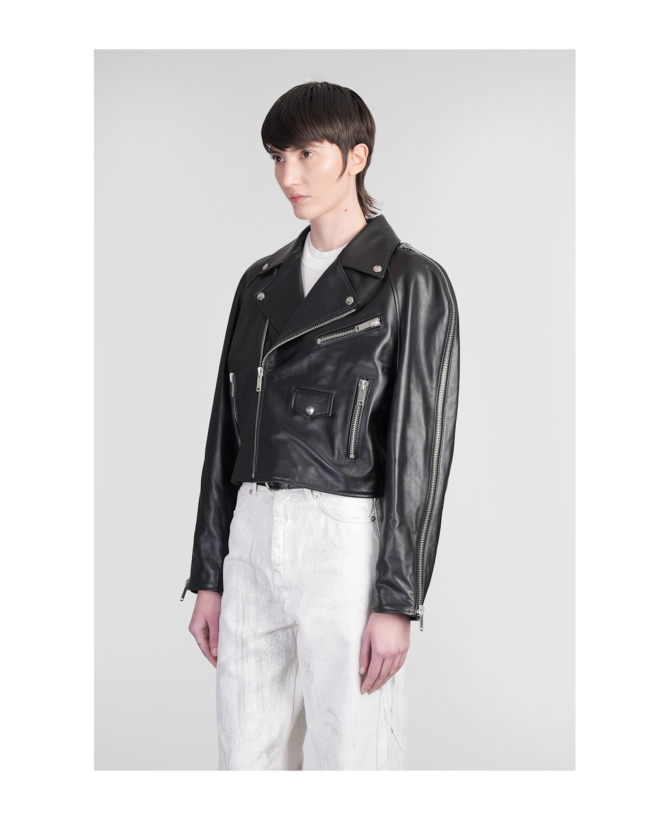 HALFBOY Biker Jacket In Black Leather - black