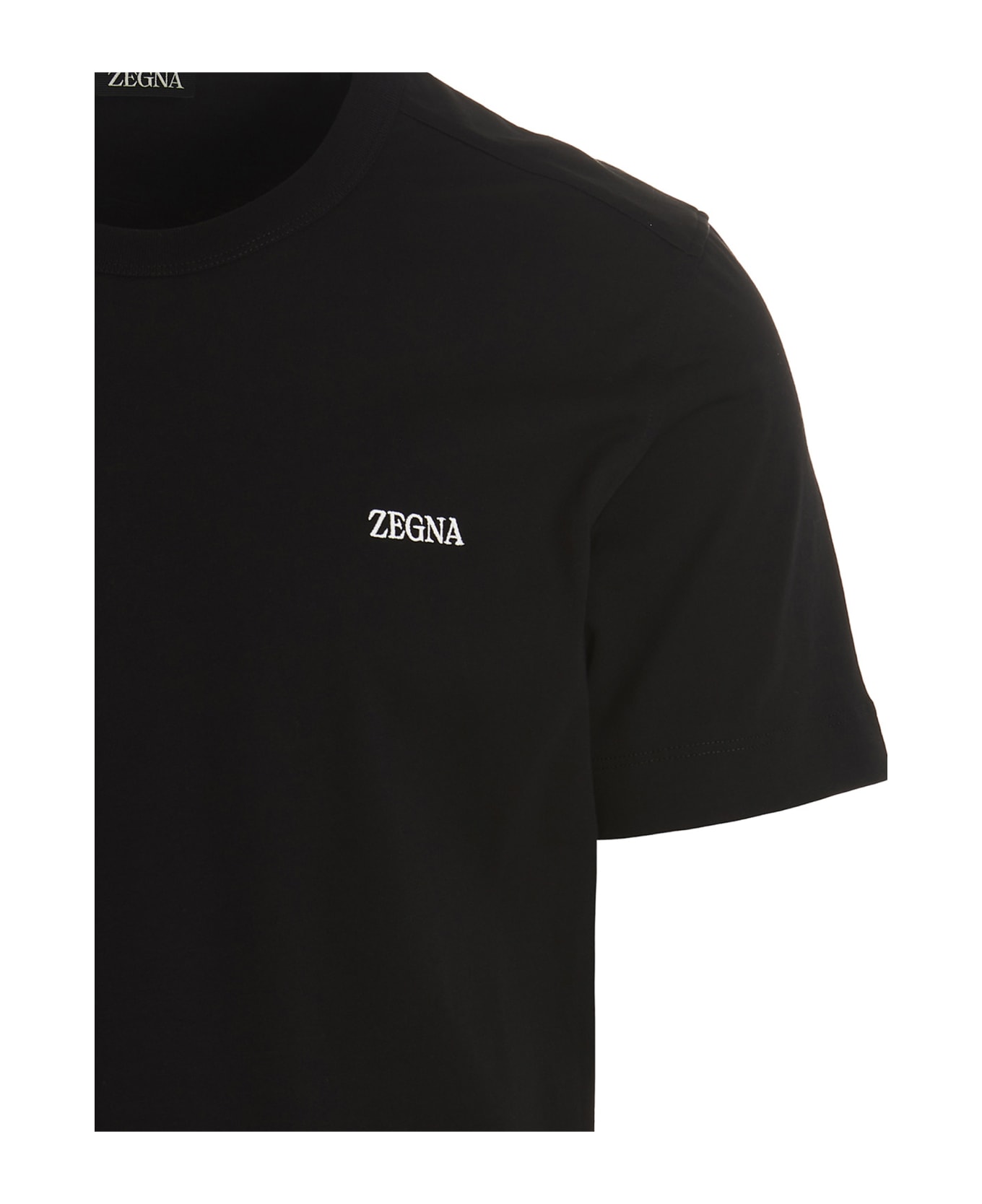 Zegna Logo Embroidery T-shirt Zegna - BLACK