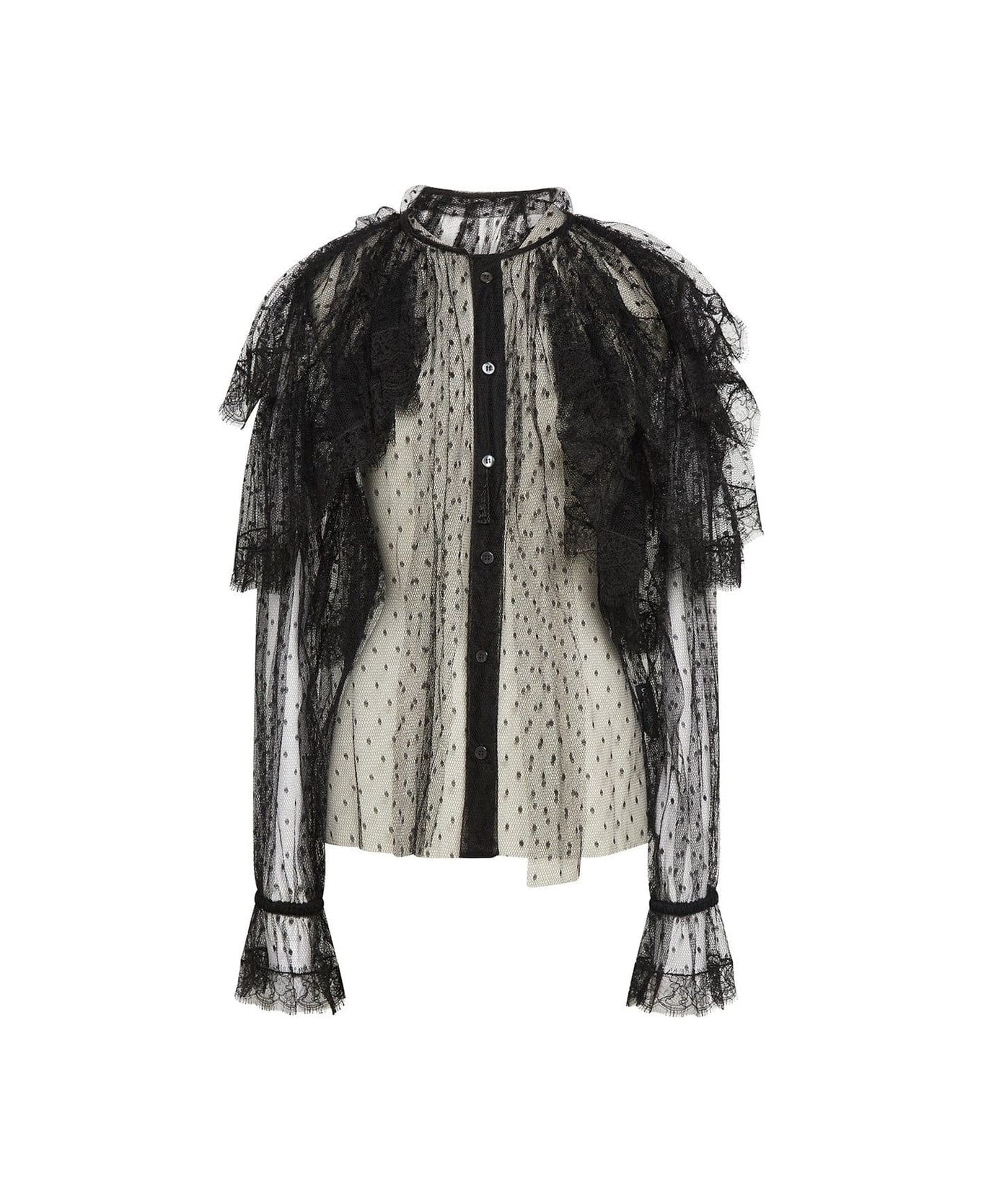 Dolce & Gabbana Lace Ruffled Shirt - Black