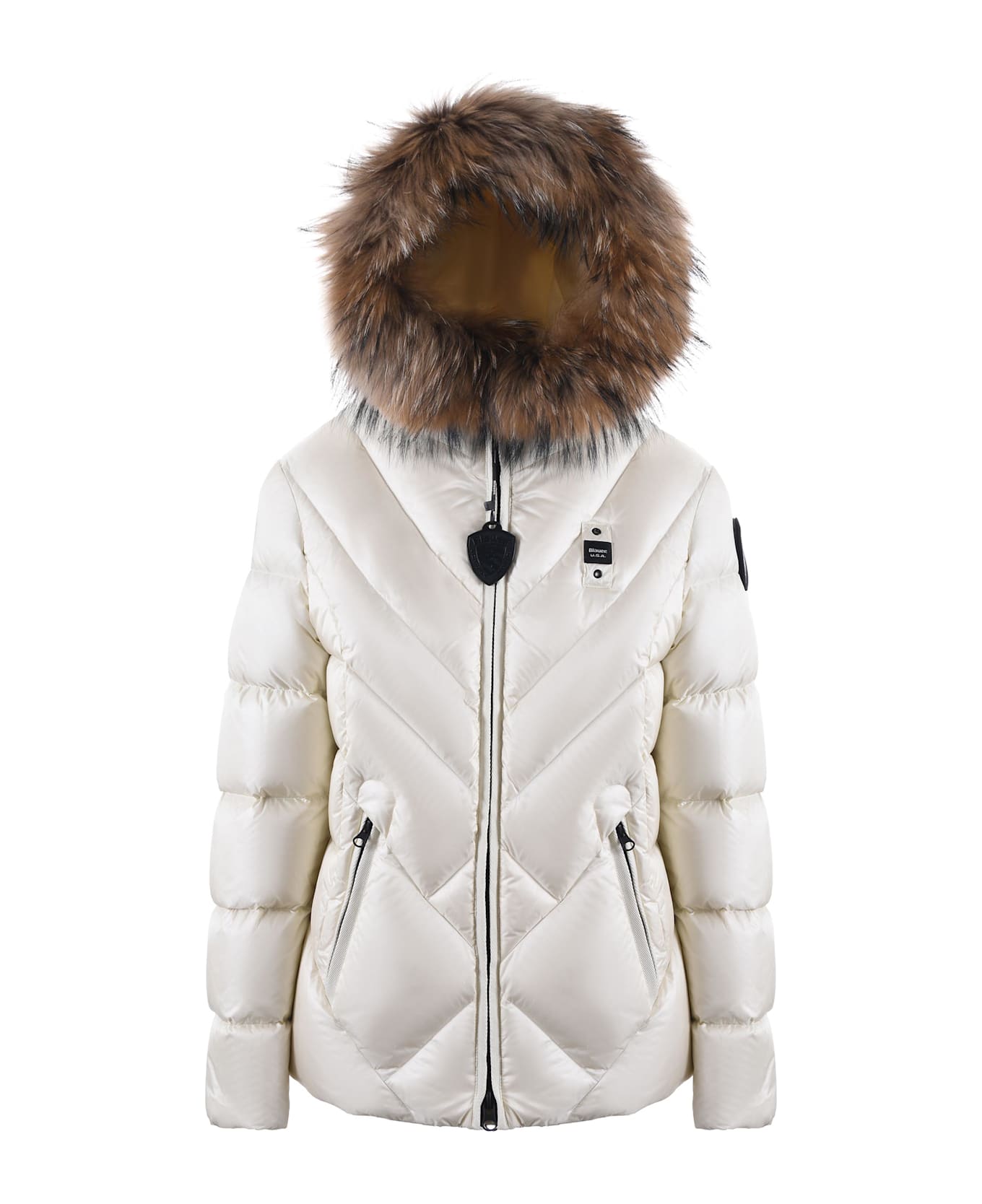 Blauer Satin Nylon Down Jacket - Bianco latte