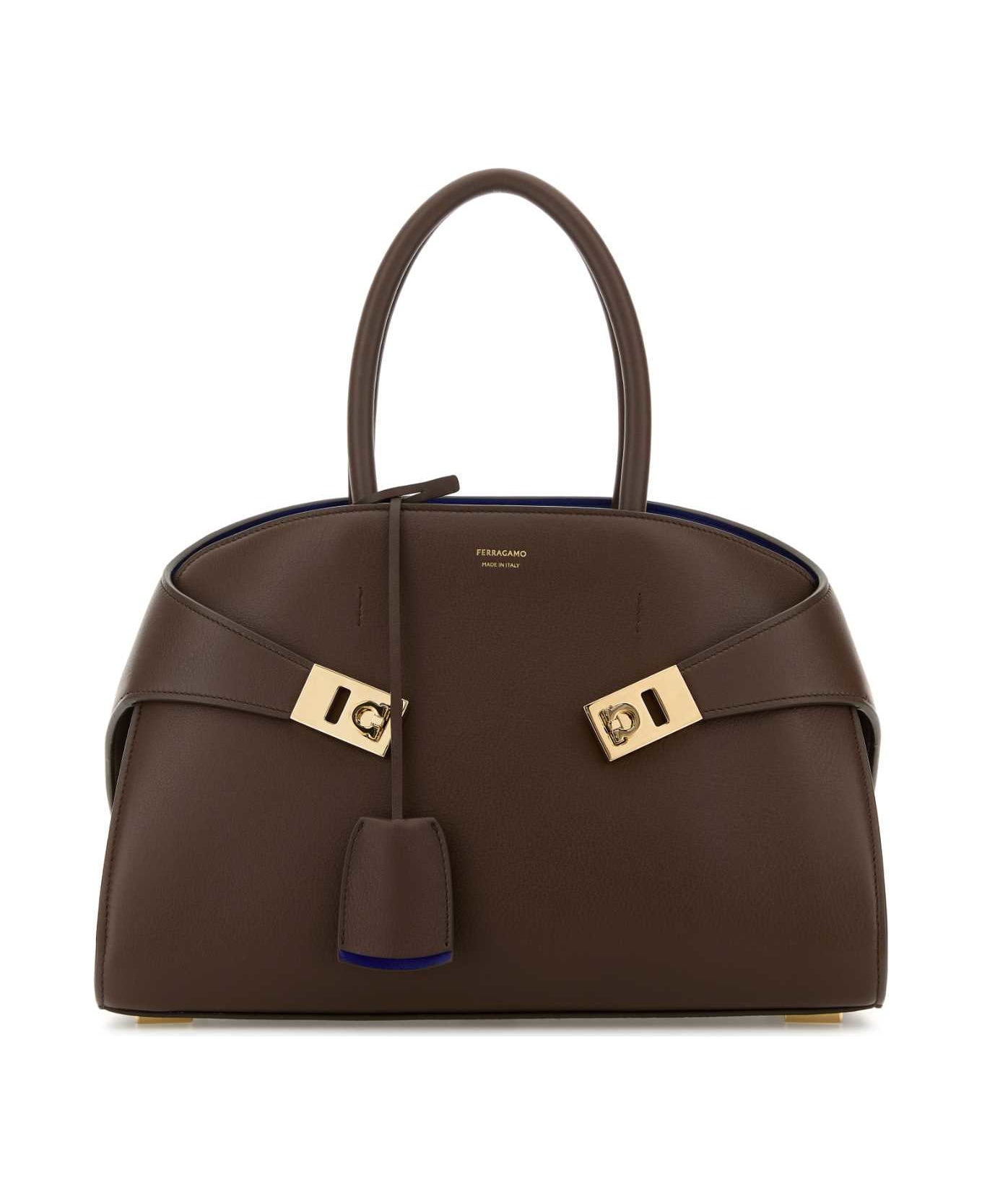 Ferragamo Brown Leather Small Hug Handbag - CLAYLAPIS