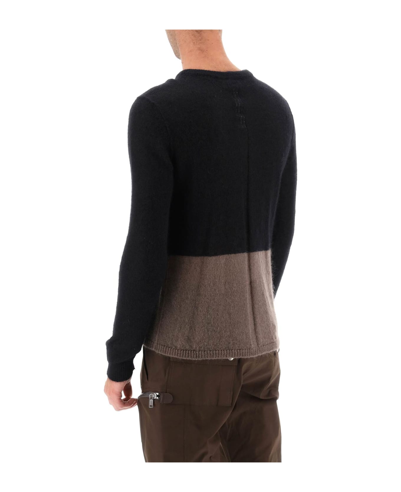 Rick Owens 'judd' Sweater With Contrasting Lines - BLACK DUST PEARL (Black)