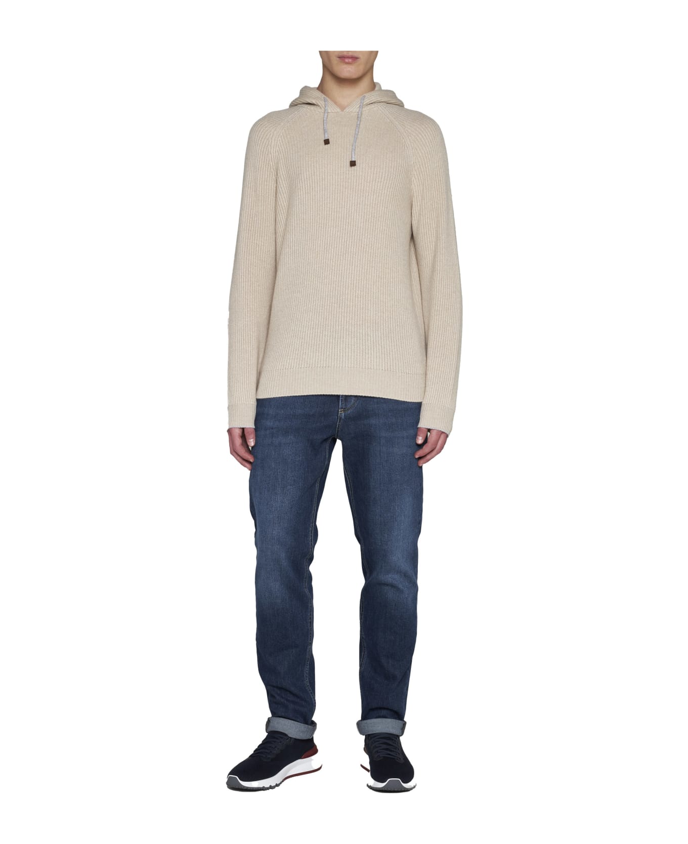 Brunello Cucinelli Sweatshirt Style In Cashmere Rib - Sand フリース