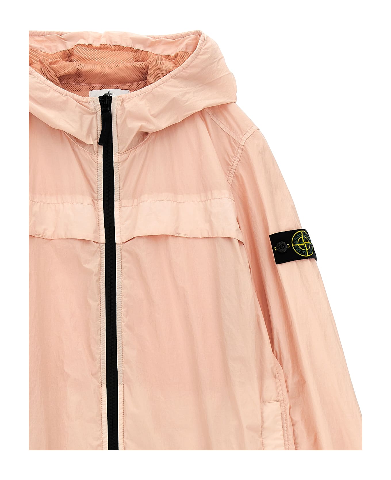 Stone Island Junior Logo Badge Hooded Jacket - Pink