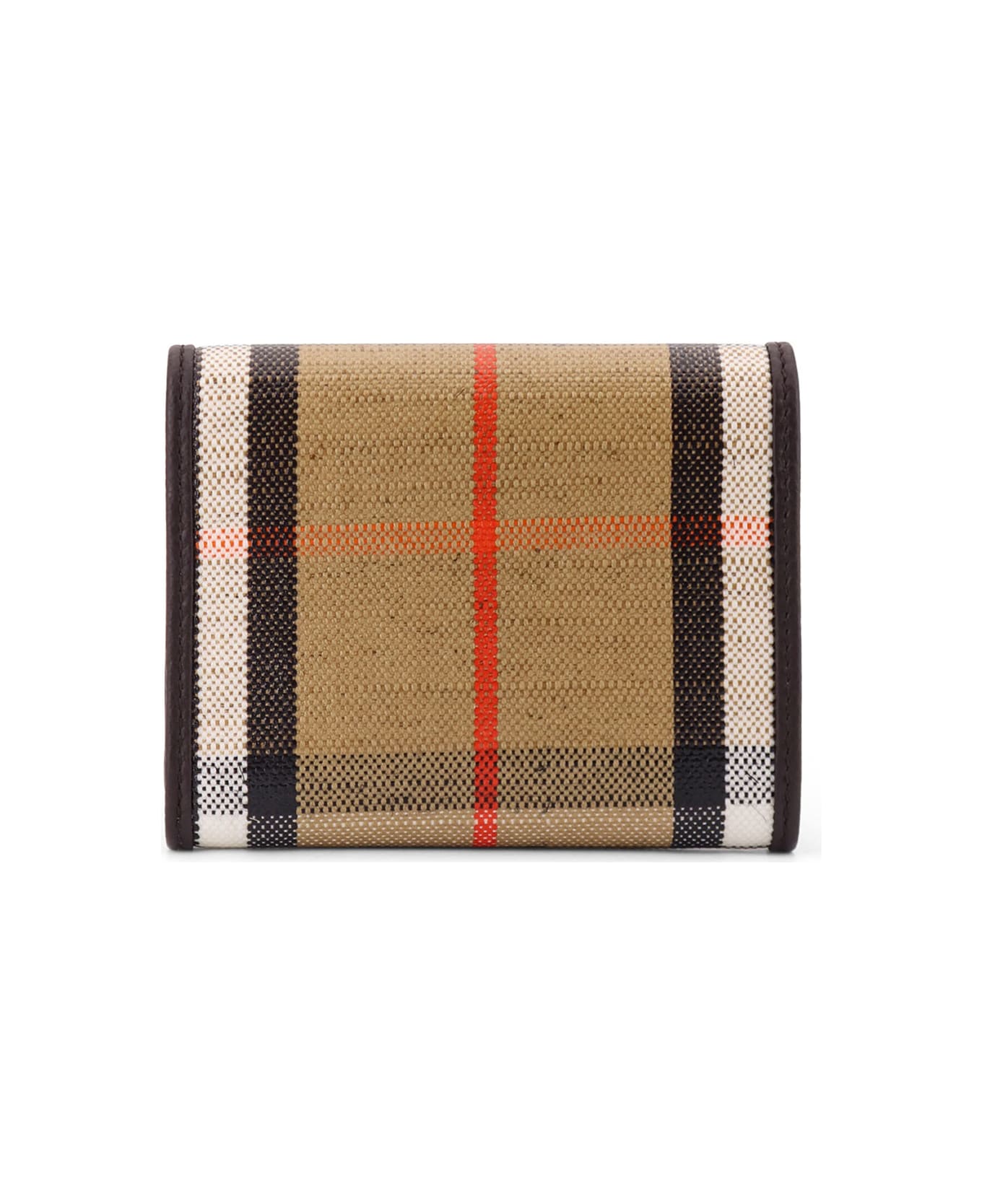 Burberry Highlands Compact Wallet With Leather Inserts - SAND