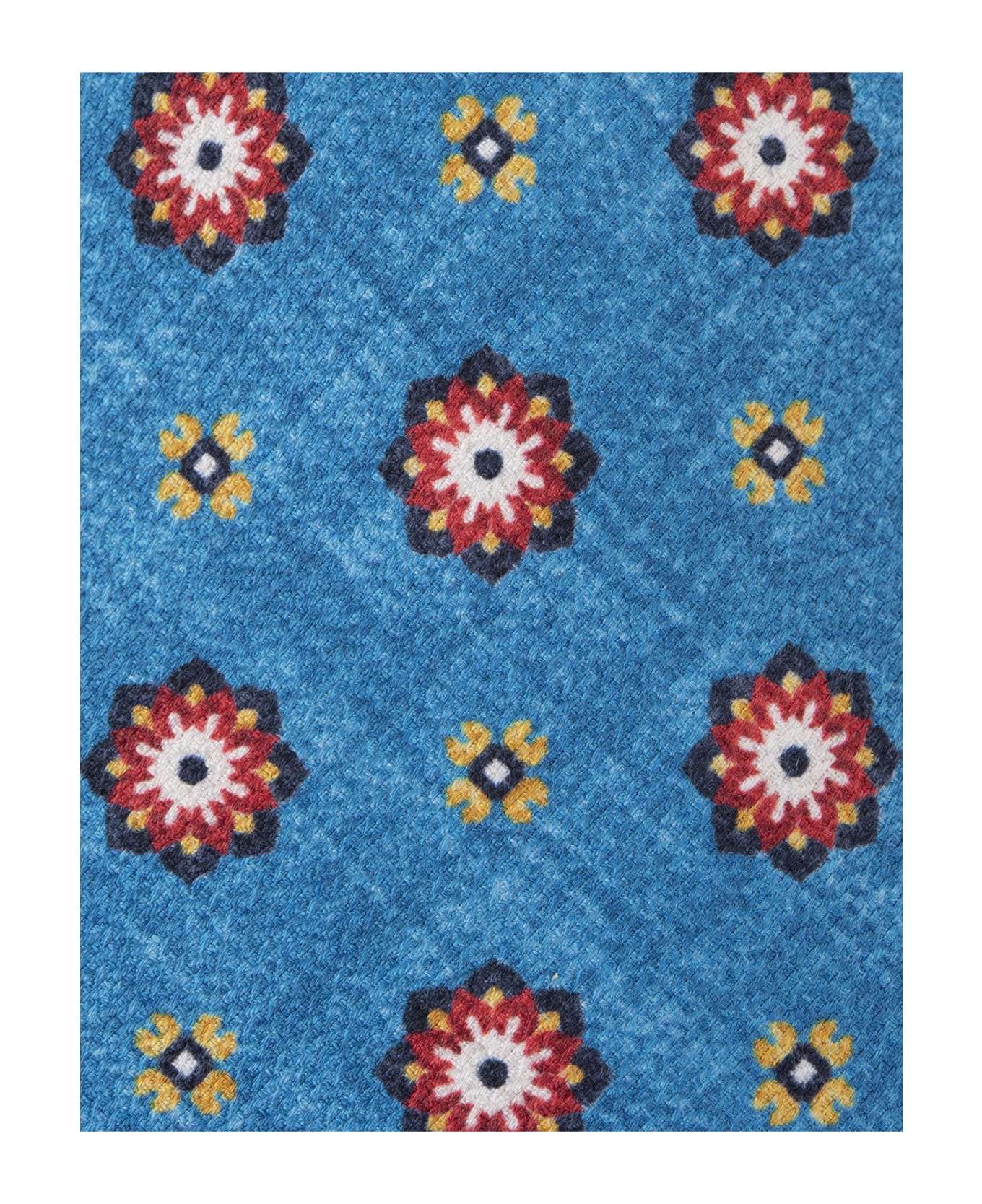 Kiton Light Blue Tie With Flower Pattern - Blue